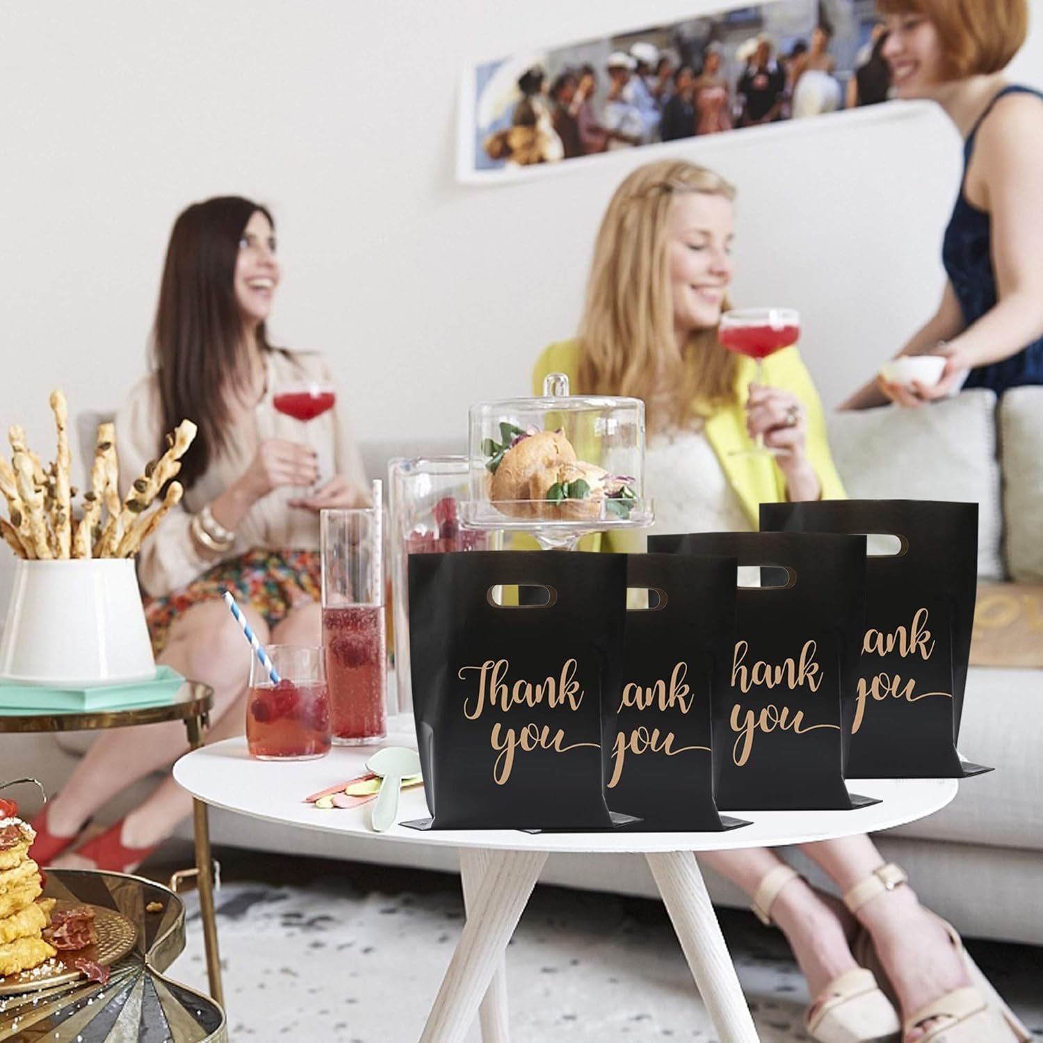 Grossiste sacs Merci avec poignées pour les entreprises 100 Pack 12x15 pouces plastique réutilisables épais 2.36 Mil emballage produits OEM pour boutique petits commerces (Noir)