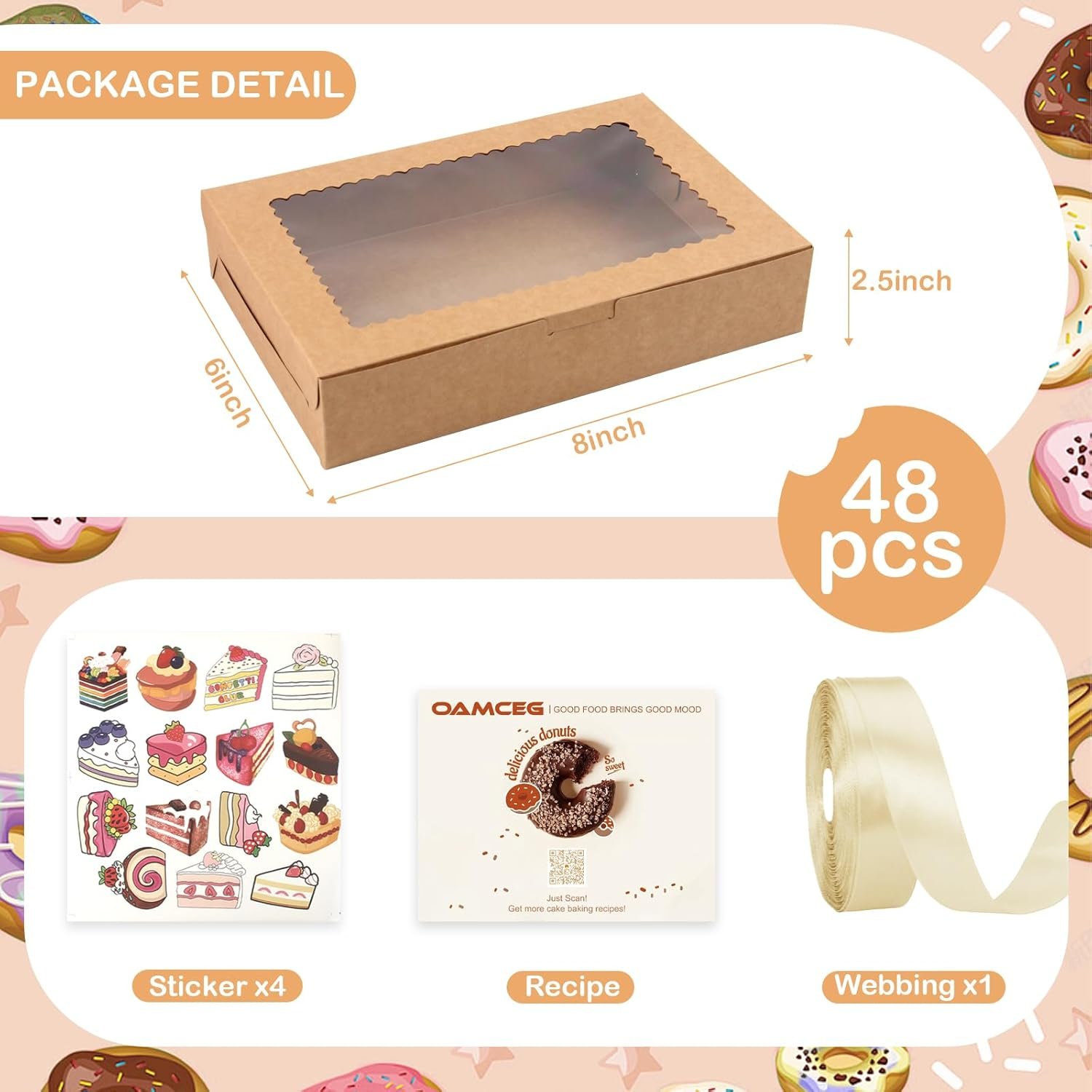 Grossiste Boîtes à gâteaux avec fenêtre, 48 Pack 12x8x2,5 pouces pour cadeaux de Noël, desserts, beignets et pâtisseries - Fabricant Logo Personnalisé, Vente en Gros.