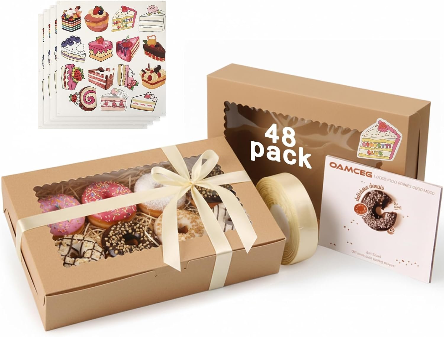 Grossiste Boîtes à gâteaux avec fenêtre, 48 Pack 12x8x2,5 pouces pour cadeaux de Noël, desserts, beignets et pâtisseries - Fabricant Logo Personnalisé, Vente en Gros.
