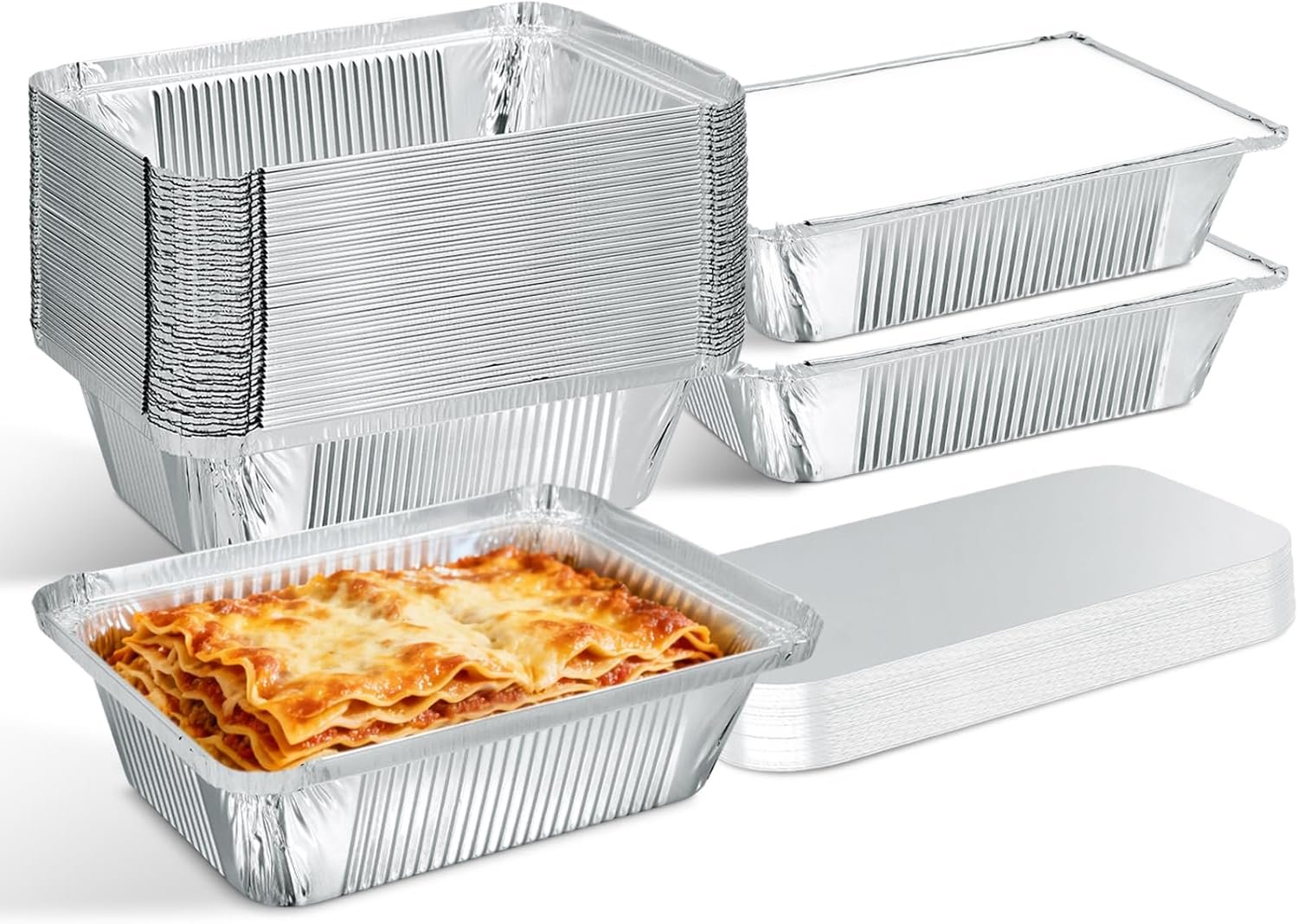 Grossiste de Pans en Aluminium avec Couvercles (Pack de 50, 8,5"×6") – Fournisseur de Pans Jetables en Aluminium pour Stockage Alimentaire et Préparation de Repas – Logo Personnalisé
