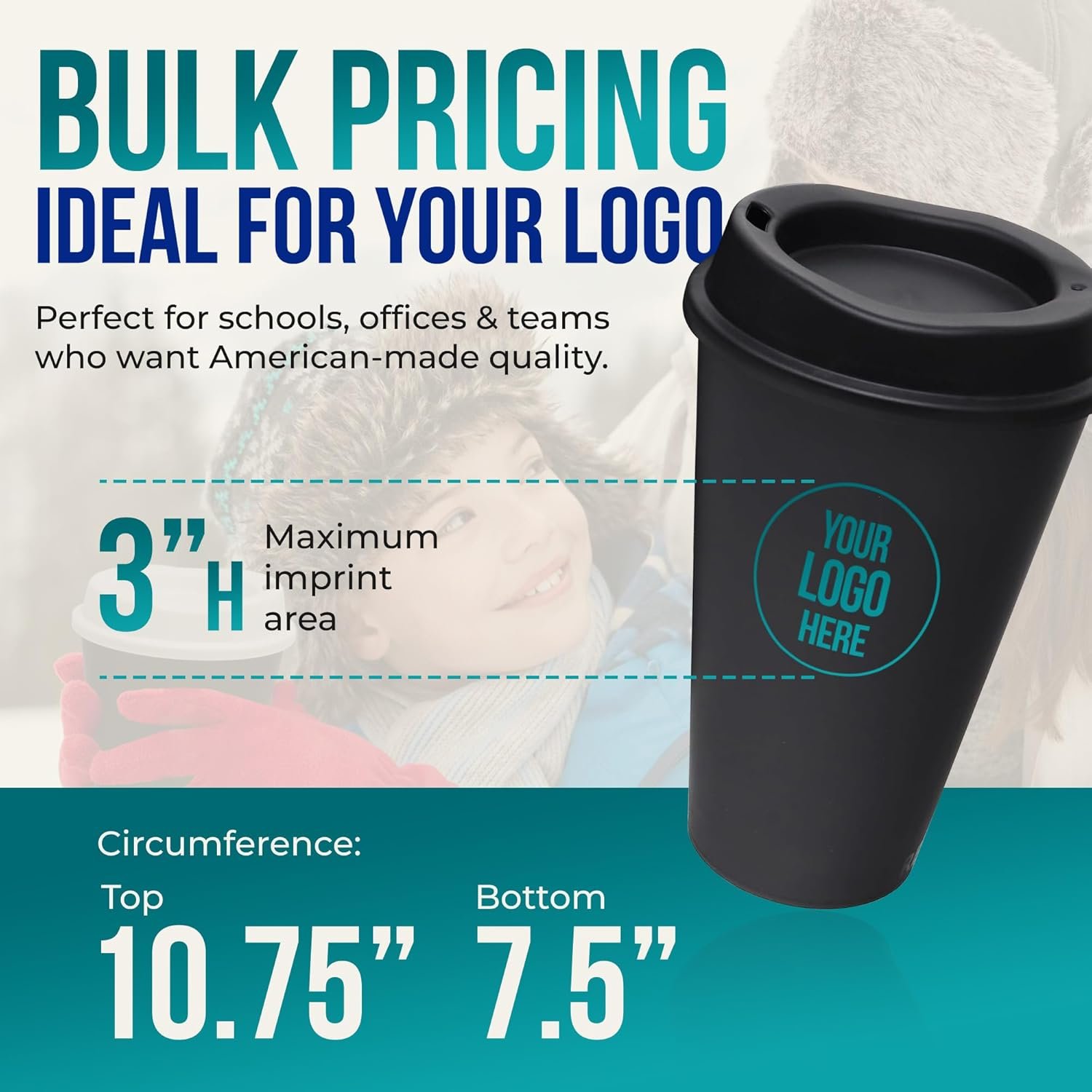 Grossiste de gobelets à café réutilisables 16 oz avec couvercles, Pour boissons chaudes ou froides, Logo Personnalisé, équipement pour le transport, fournisseur d’articles à usage, vente en gros, compatible lave-vaisselle et micro-ondes, gobelets blancs avec couvercles noirs.