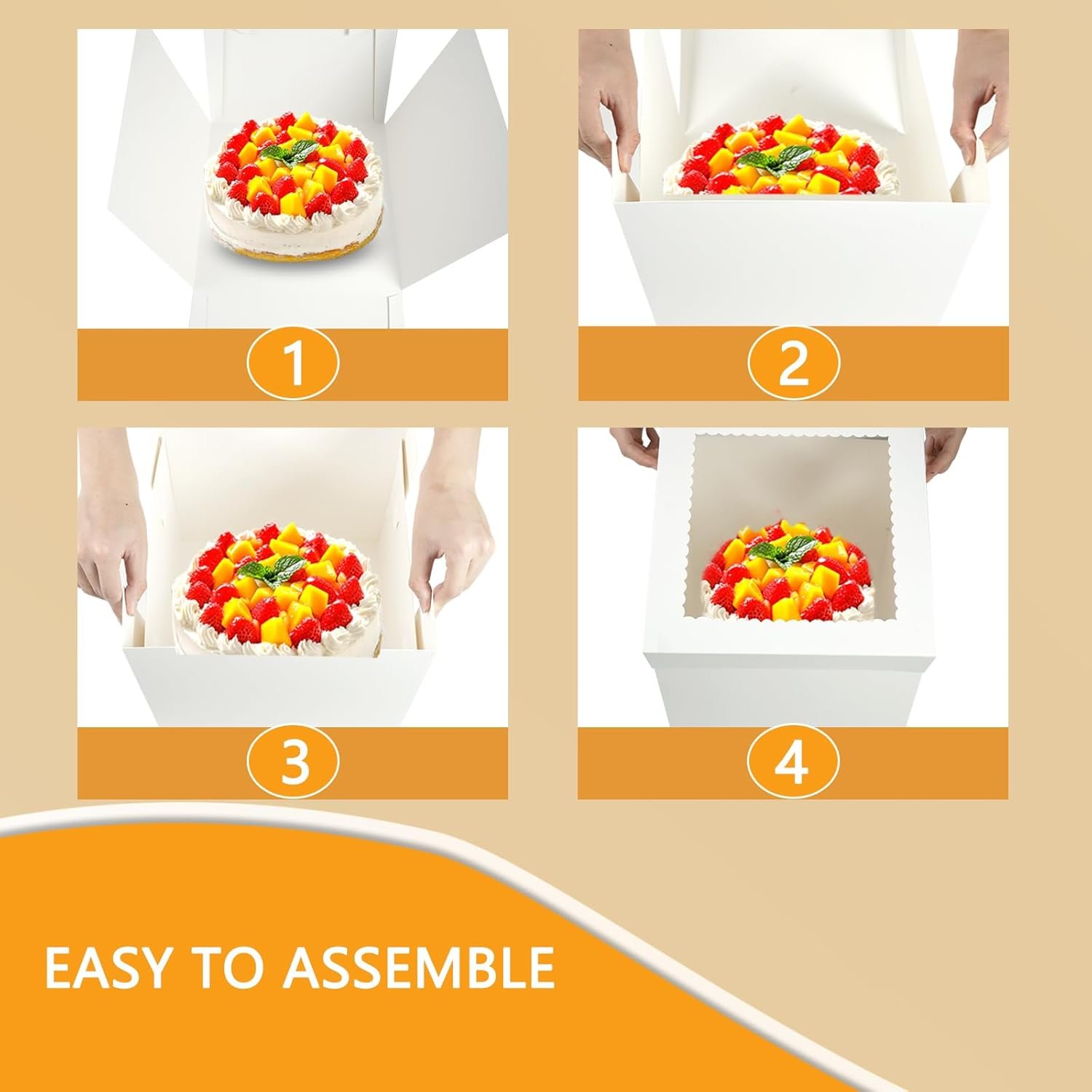 Grossiste Boîtes à Gâteaux 10pcs avec Plateau à Gâteau 12x12x12 pouces, Boîtes Blanches avec Grande Fenêtre pour Cookies, Donuts, Cupcakes, Pâtisseries et Tartes | Personnalisation Logo, Fournisseur de Matériaux en Vrac