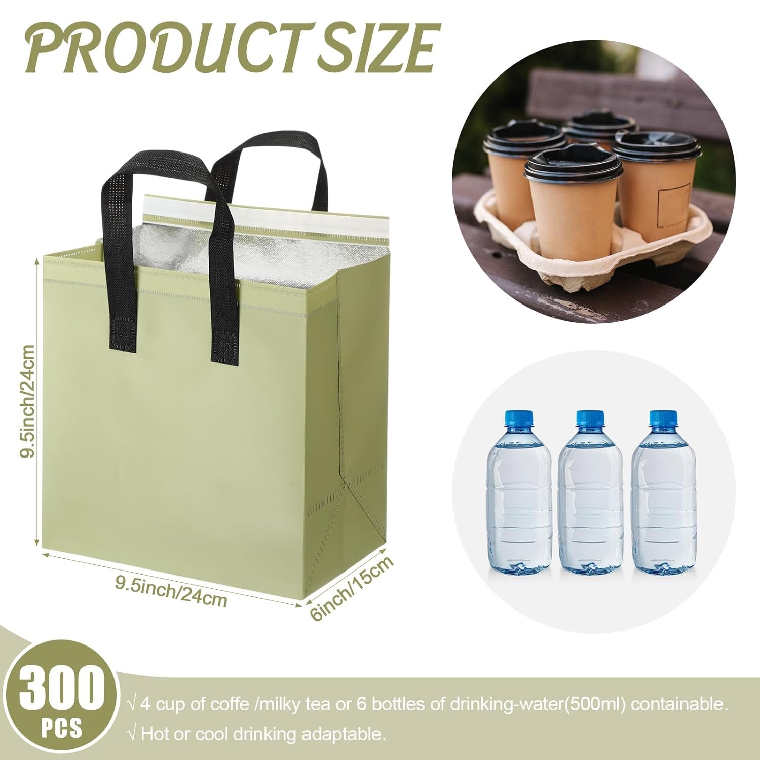 Grossiste 50 Pcs Sacs Isolants à Emporter en Vrac, Fabricant de Sacs Thermiques pour Café, Lait, Thé, Aliments Chauds et Froids, Fruits de Mer, 9.45x9.45x5.91inch, Logo Personnalisé, Vert Grossiste 50 Pcs Sacs Isolants à Emporter en Vrac, Fabricant de Sacs Thermiques pour Café, Lait, Thé, Aliments Chauds et Froids, Fruits de Mer, 9.45x9.45x5.91inch, Logo Personnalisé, Vert