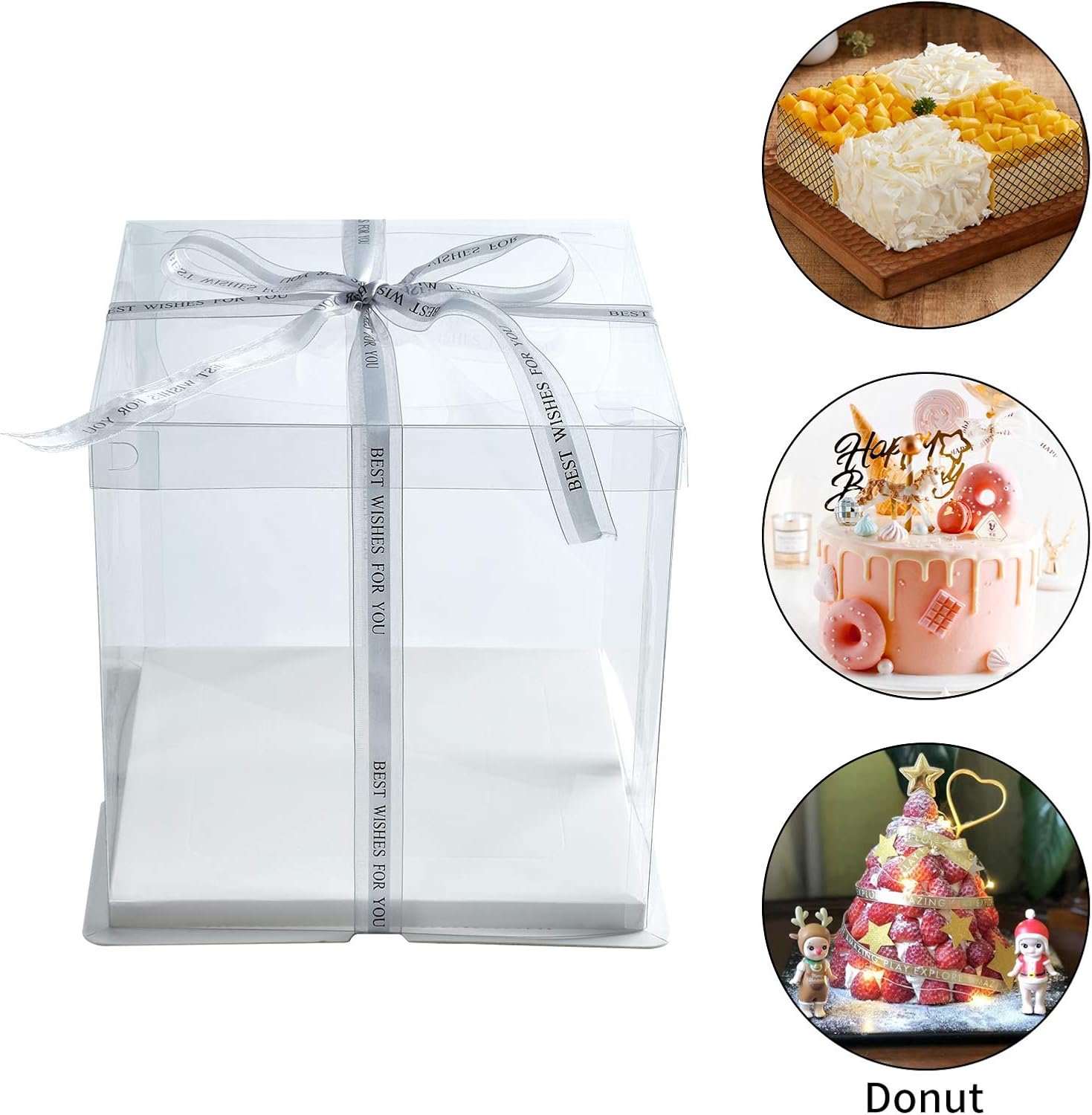 Boîtes à gâteaux transparentes en gros, 5 pièces 10x10x12 pouces, OEM pour gâteaux à étages, boîte cadeau claire pour mariage, fête, anniversaire. Boîtes à gâteaux transparentes en gros, 5 pièces 10x10x12 pouces, OEM pour gâteaux à étages, boîte cadeau claire pour mariage, fête, anniversaire.