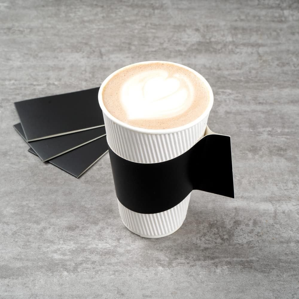 Grossiste en Vrac : Manchons à café chaud Restpresso avec poignée, 50 manchons jetables pour tasses - Tasses vendues séparément, s'adapte aux tasses de 12, 16 et 20 onces, logo personnalisé en papier noir. Fabricant de solutions d'emballage.