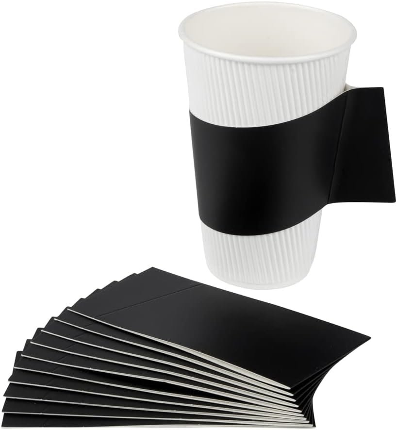 Grossiste en Vrac : Manchons à café chaud Restpresso avec poignée, 50 manchons jetables pour tasses - Tasses vendues séparément, s'adapte aux tasses de 12, 16 et 20 onces, logo personnalisé en papier noir. Fabricant de solutions d'emballage.