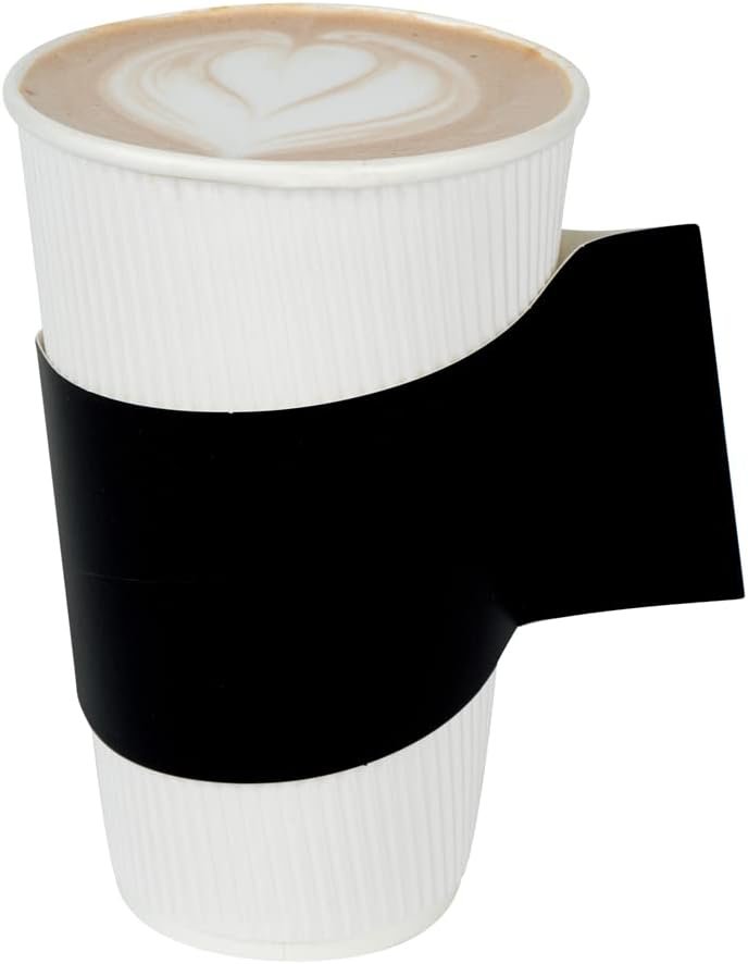 Grossiste en Vrac : Manchons à café chaud Restpresso avec poignée, 50 manchons jetables pour tasses - Tasses vendues séparément, s'adapte aux tasses de 12, 16 et 20 onces, logo personnalisé en papier noir. Fabricant de solutions d'emballage.