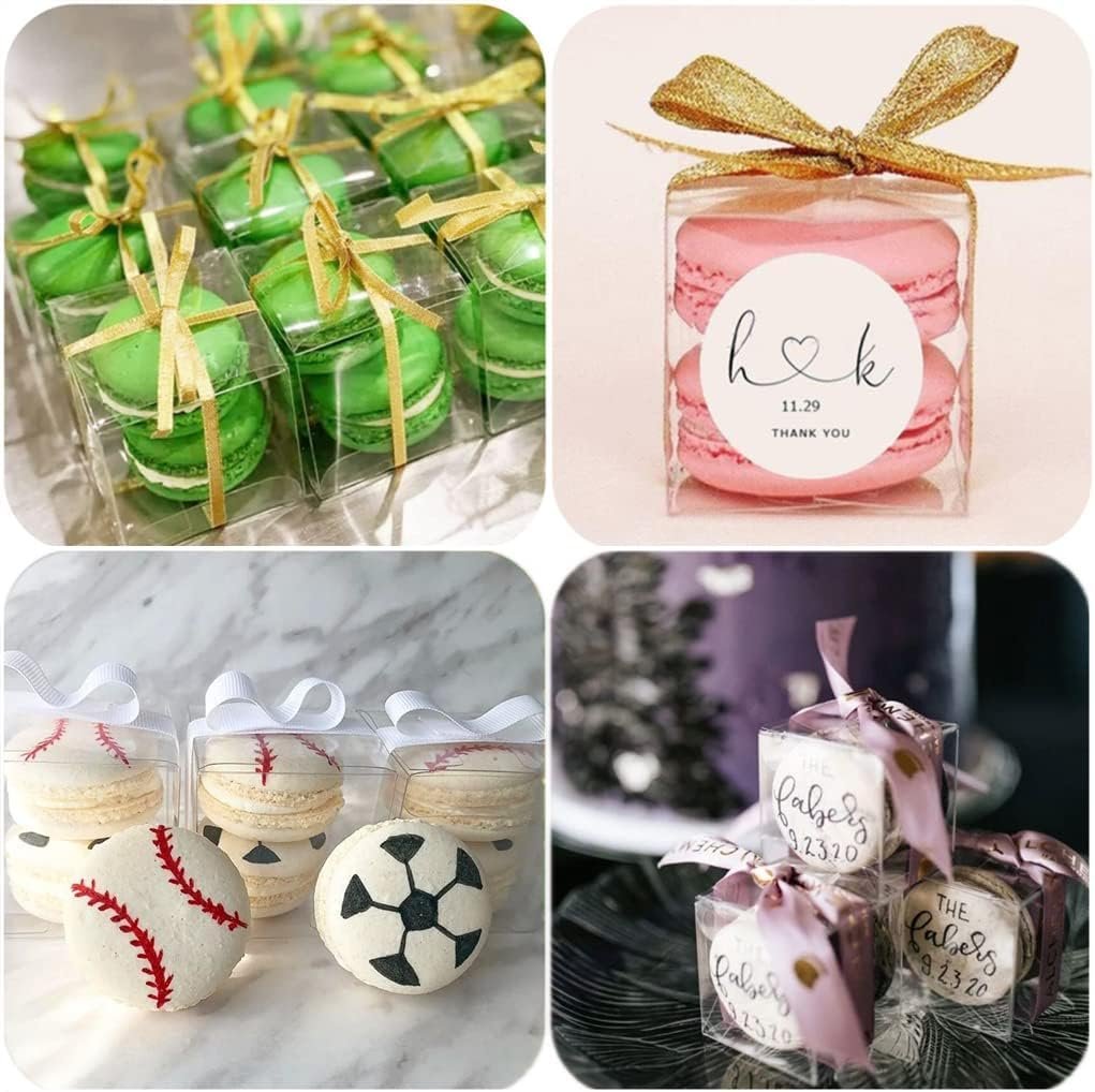 Grossiste en Vrac de Boîtes Transparentes 2x2x2 Pouces pour Favors avec Rubans, 120 PCS de Boîtes Cubes Mini pour Mariages, Baby Shower et Anniversaires, Fournisseur d'Emballages de Cadeaux Individuels Macaron