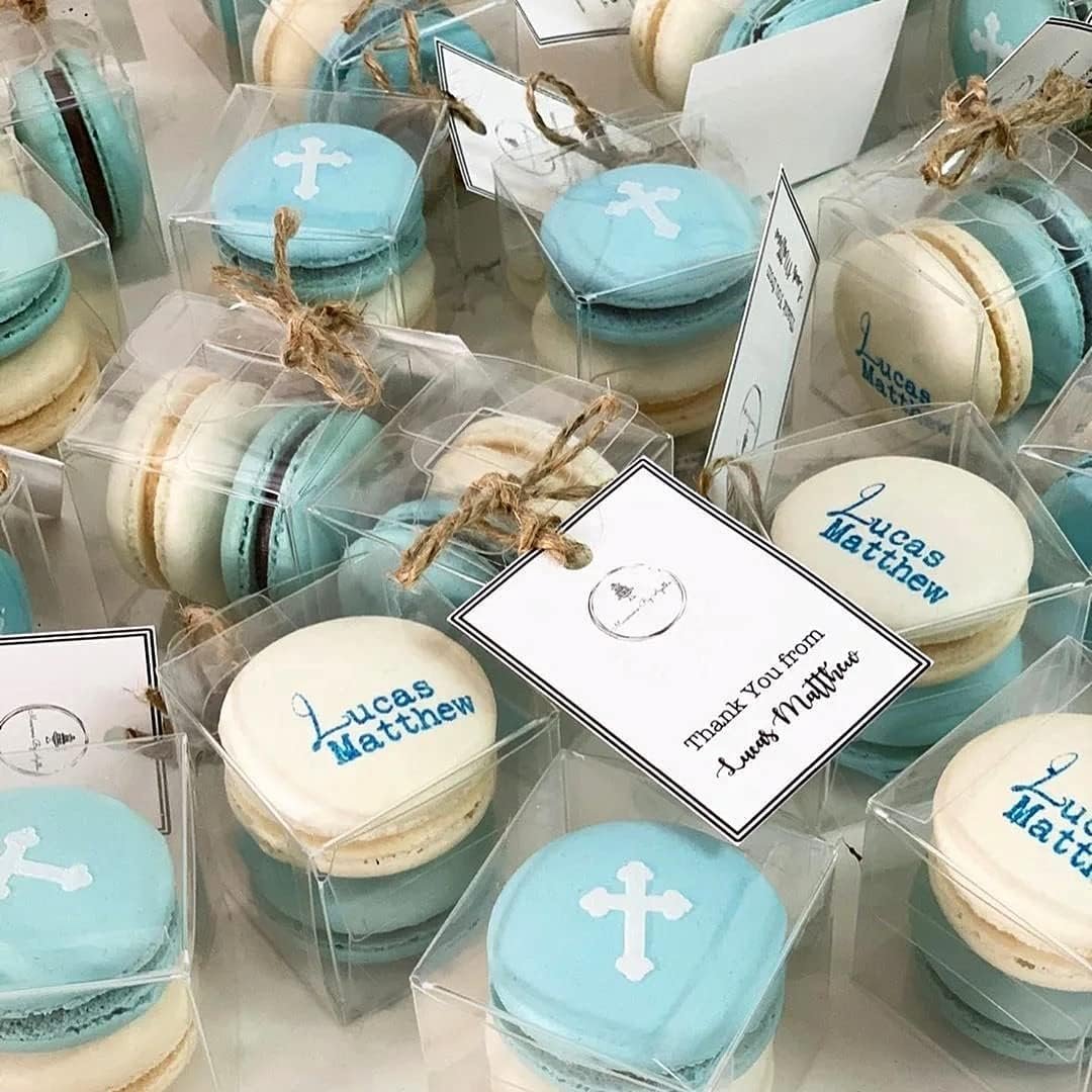 Grossiste en Vrac de Boîtes Transparentes 2x2x2 Pouces pour Favors avec Rubans, 120 PCS de Boîtes Cubes Mini pour Mariages, Baby Shower et Anniversaires, Fournisseur d'Emballages de Cadeaux Individuels Macaron