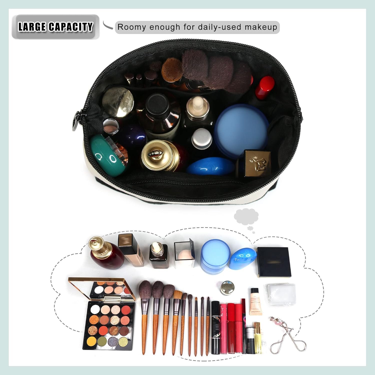 Sac fourre-tout personnalisé pour femmes, grande taille, en toile blanche et noire avec poignées en cuir et fermeture éclair, grossiste, logo personnalisé, fabricant.