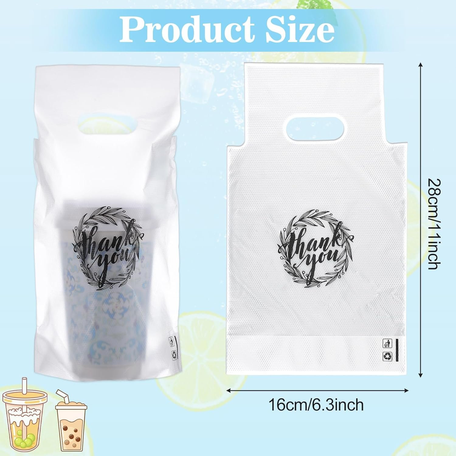 Grossiste sacs à boire avec poignées 1000 unités pour boissons, 11 x 6,3 pouces, OEM, fabrication en plastique pour transport de cafés, jus, lait et thés. Fournisseur de sacs en poly pour livraison et emport. Grossiste sacs à boire avec poignées 1000 unités pour boissons, 11 x 6,3 pouces, OEM, fabrication en plastique pour transport de cafés, jus, lait et thés. Fournisseur de sacs en poly pour livraison et emport.