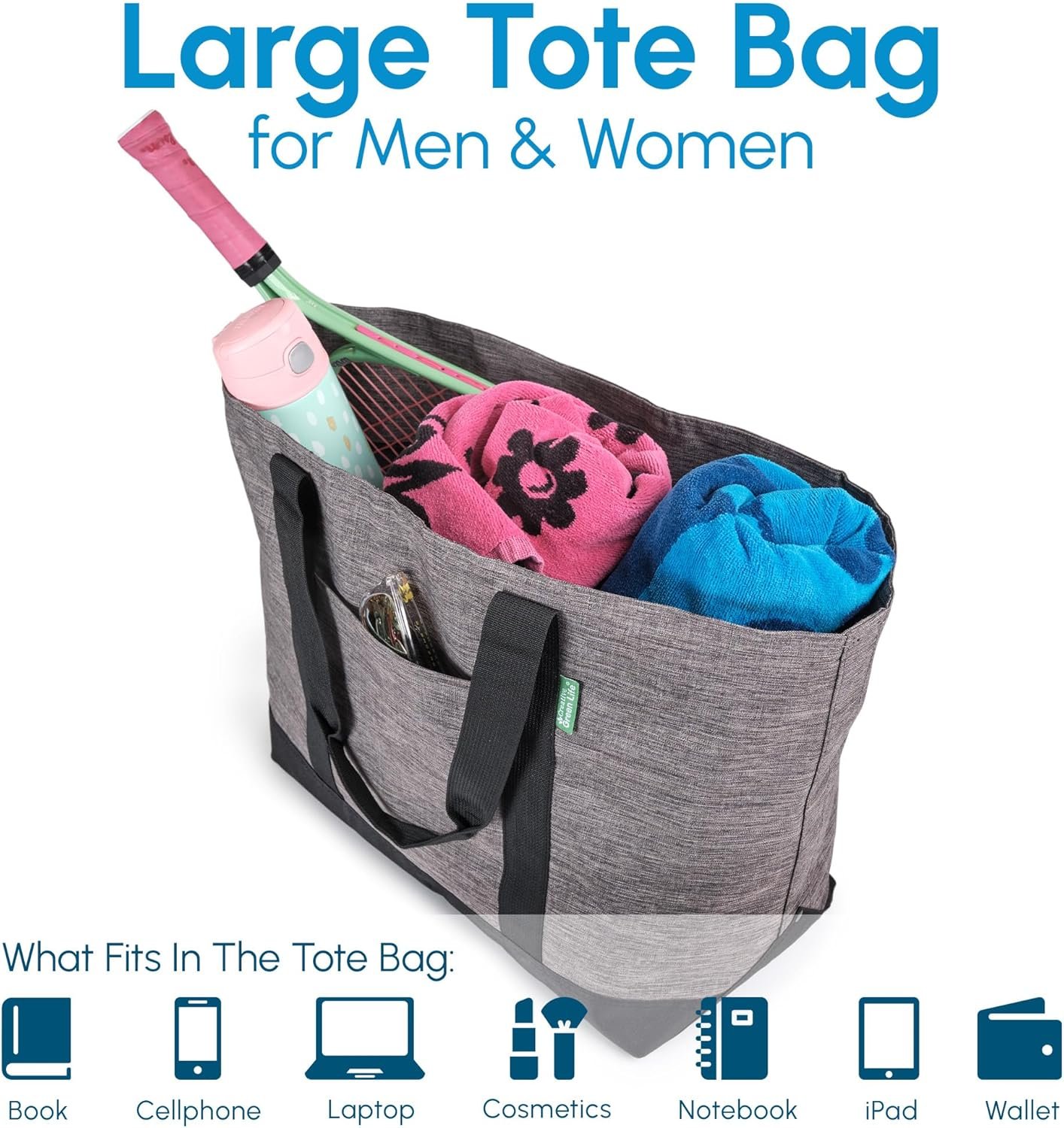 Grossiste Sac fourre-tout extra grand en toile pour femmes et hommes avec fermeture éclair – Sac tote quotidien pour le travail, l'école, le gymnase, les courses, enseignants, infirmiers – Fabricant sac de voyage week-end, sac de nuit (gris) avec logo personnalisé. Grossiste Sac fourre-tout extra grand en toile pour femmes et hommes avec fermeture éclair – Sac tote quotidien pour le travail, l'école, le gymnase, les courses, enseignants, infirmiers – Fabricant sac de voyage week-end, sac de nuit (gris) avec logo personnalisé.