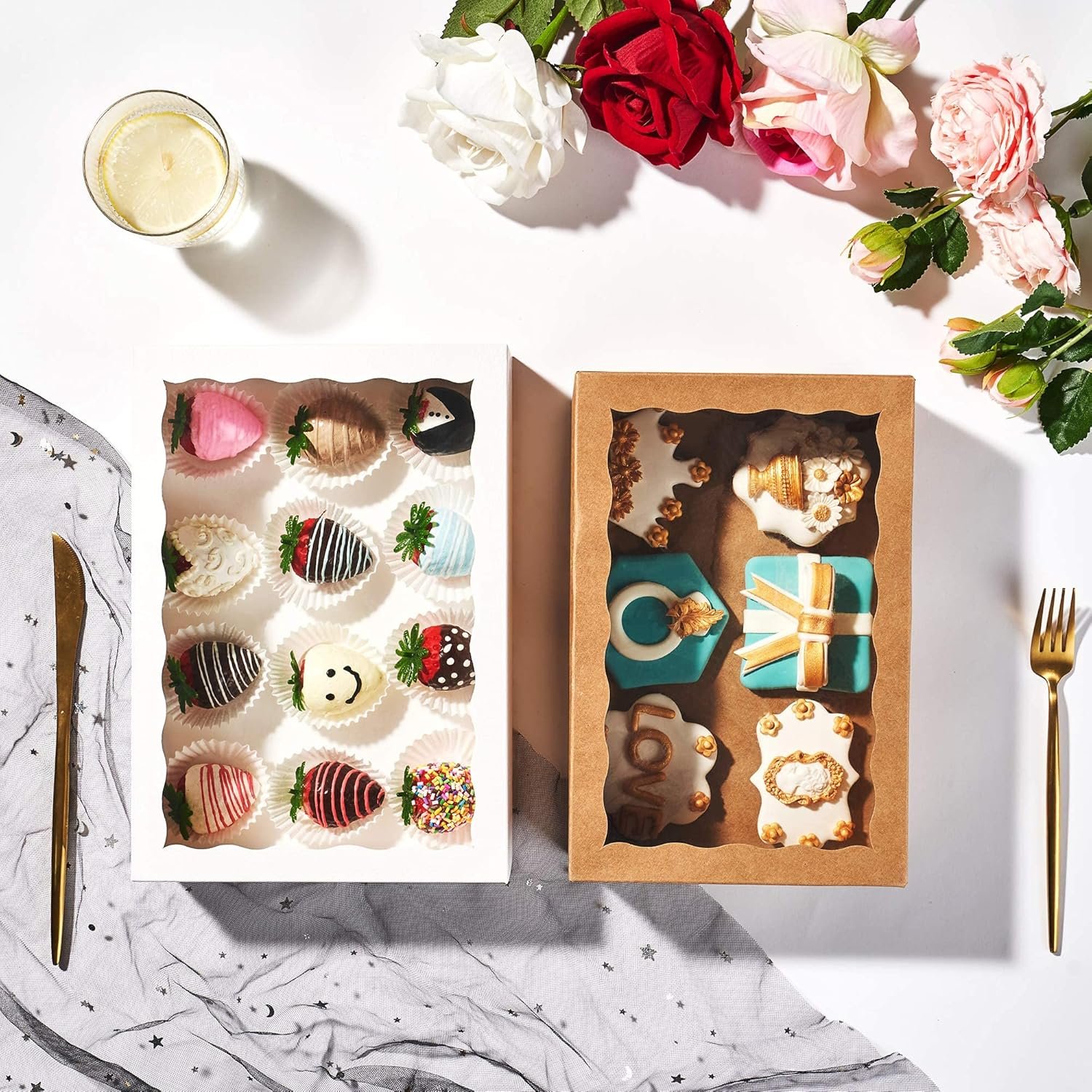 Grossiste en Vrac Boîtes Élégantes pour Cookies 10 x 7 x 2.5 pouces avec Fenêtre de Présentation, Logo Personnalisé, Fournisseur de Boîtes en Papier Blanches