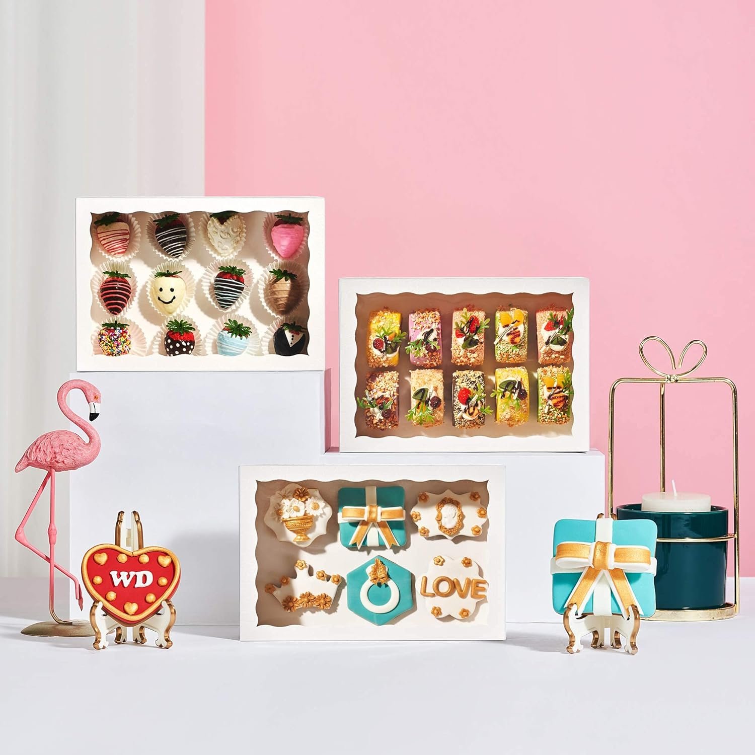 Grossiste en Vrac Boîtes Élégantes pour Cookies 10 x 7 x 2.5 pouces avec Fenêtre de Présentation, Logo Personnalisé, Fournisseur de Boîtes en Papier Blanches