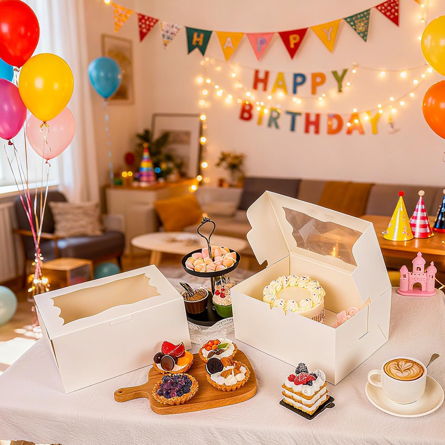 Grossiste en emballages, boîte Bento 1+2 avec fenêtre transparente pour 2 cupcakes et 1 mini gâteau, idéal pour le packaging des gourmandises, Logo Personnalisé OEM.