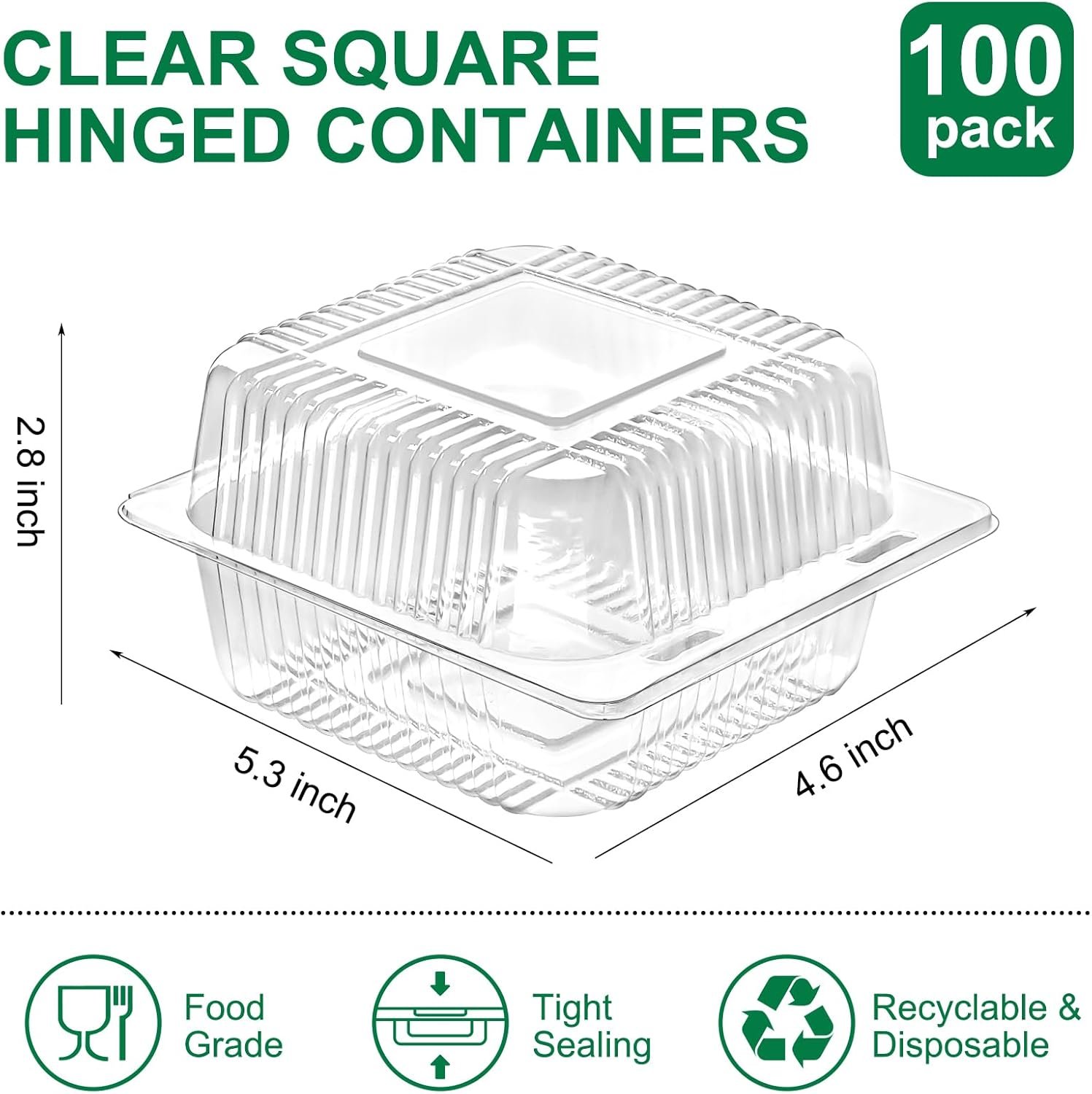 Grossiste conteneurs alimentaires en plastique transparents, boîtes à emporter en vrac pour part de gâteau, salade, sandwichs, desserts et cookies, avec logo personnalisé et couvercles à charnière.