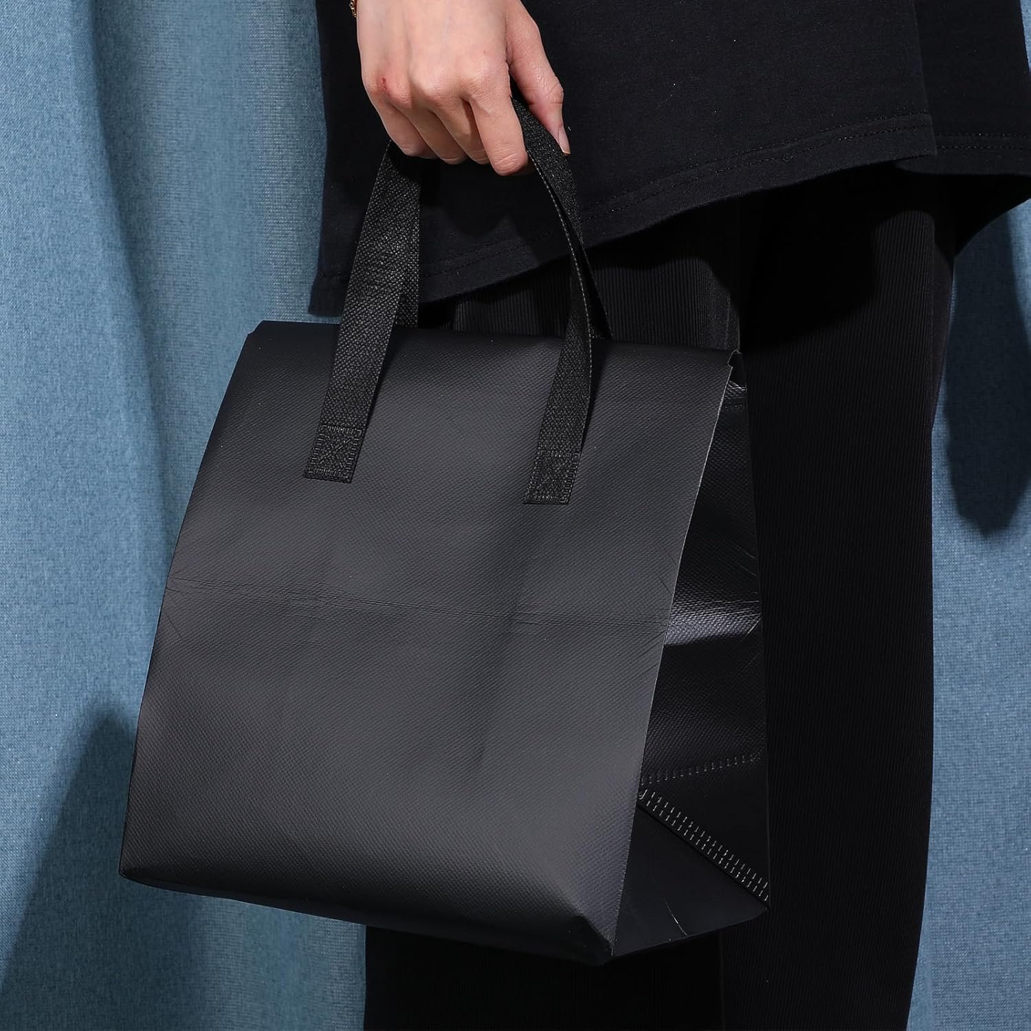 Sacs isothermes à emporter 50 pièces, vente en gros pour café, thé au lait, dîner à emporter, fruits de mer frais, aliments froids ou chauds, logo personnalisé pour restaurant, fournisseur idéal pour pique-nique/BBQ (noir)