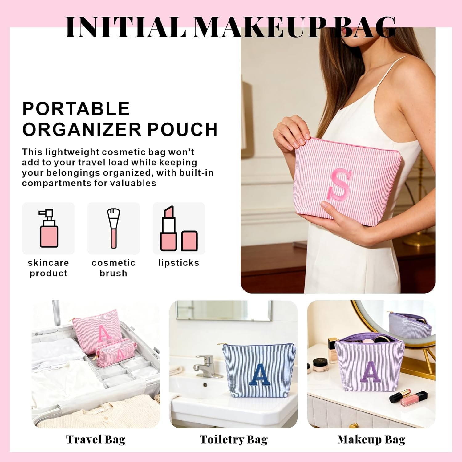Grossiste de sacs à maquillage personnalisés - Set de 2 pièces pour adolescentes, essentiel de voyage pour femmes, Fabricant d'organisateurs de maquillage, cadeaux d'anniversaire pour filles de 6 à 12 ans, OEM en rose. Grossiste de sacs à maquillage personnalisés - Set de 2 pièces pour adolescentes, essentiel de voyage pour femmes, Fabricant d'organisateurs de maquillage, cadeaux d'anniversaire pour filles de 6 à 12 ans, OEM en rose.
