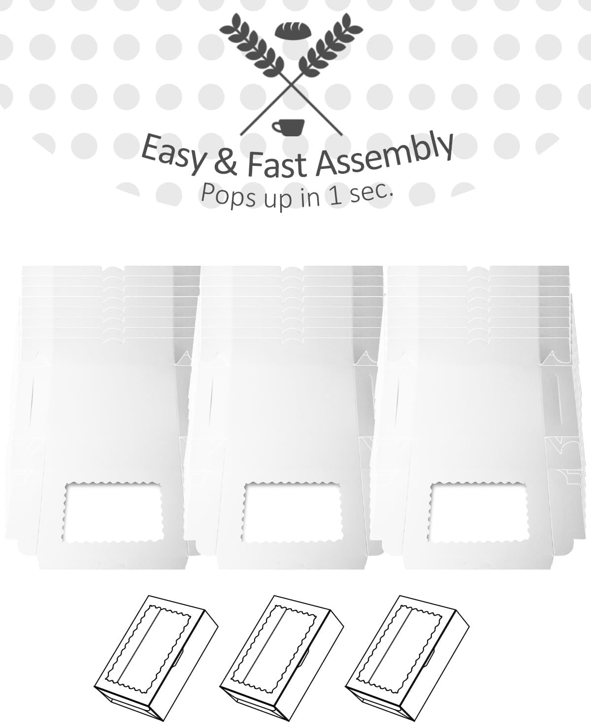 Cookie Box Blanc avec Fenêtre 9x6x2.5 Pouces pour Pâtisserie, Vente en Gros, Fabricant, Logo Personnalisé, 50 Pcs Boîte à Macaron pour Emballage