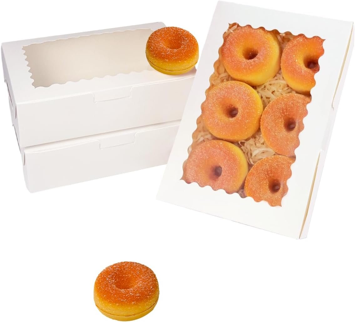 Cookie Box Blanc avec Fenêtre 9x6x2.5 Pouces pour Pâtisserie, Vente en Gros, Fabricant, Logo Personnalisé, 50 Pcs Boîte à Macaron pour Emballage