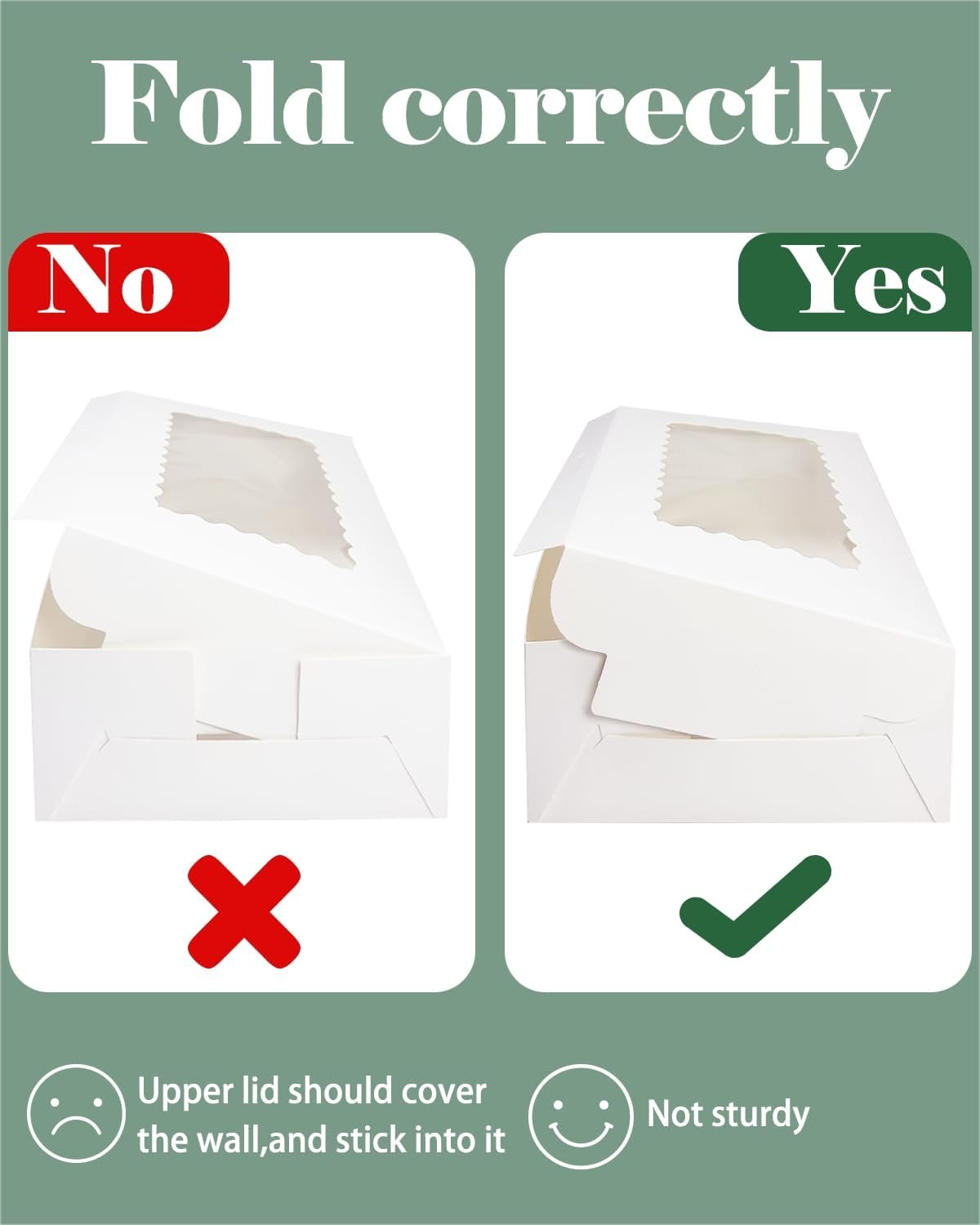 Cookie Box Blanc avec Fenêtre 9x6x2.5 Pouces pour Pâtisserie, Vente en Gros, Fabricant, Logo Personnalisé, 50 Pcs Boîte à Macaron pour Emballage