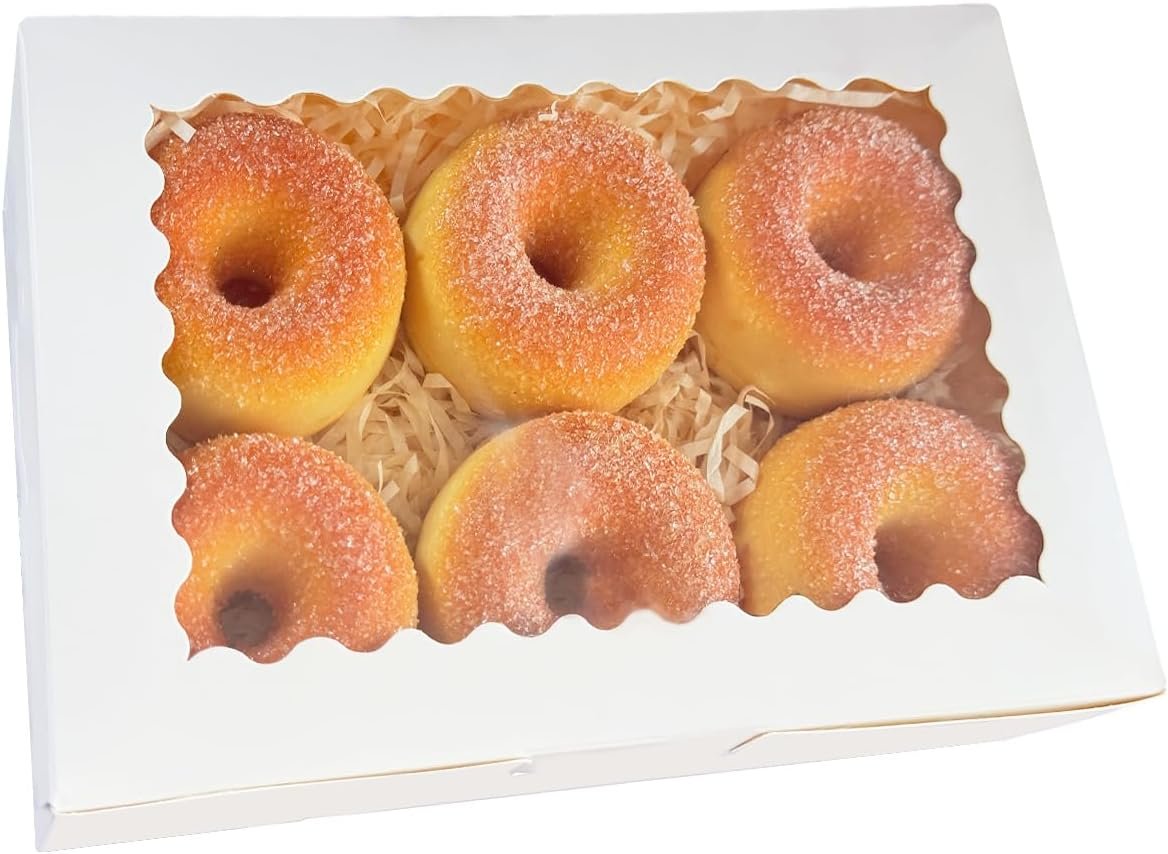 Cookie Box Blanc avec Fenêtre 9x6x2.5 Pouces pour Pâtisserie, Vente en Gros, Fabricant, Logo Personnalisé, 50 Pcs Boîte à Macaron pour Emballage