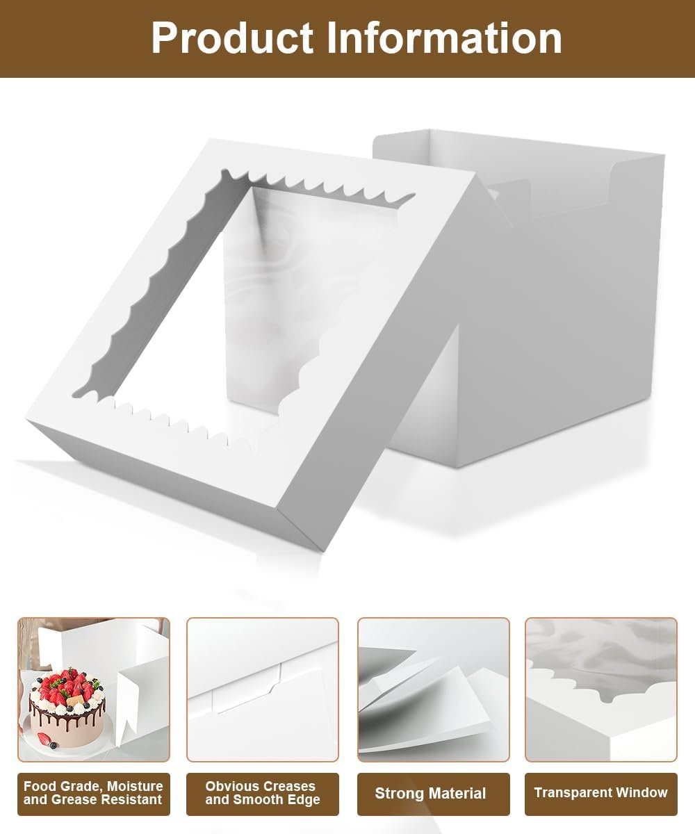 Boîte à pâtisserie 15-Pack 8x8x8 pouces, idéal pour la vente en gros - Packaging alimentaire de qualité premium pour gâteaux, fêtes, mariages et cadeaux | Logo Personnalisé, fournisseur, boîte de pâtisserie personnalisable et résistant à la graisse. Boîte à pâtisserie 15-Pack 8x8x8 pouces, idéal pour la vente en gros - Packaging alimentaire de qualité premium pour gâteaux, fêtes, mariages et cadeaux | Logo Personnalisé, fournisseur, boîte de pâtisserie personnalisable et résistant à la graisse.