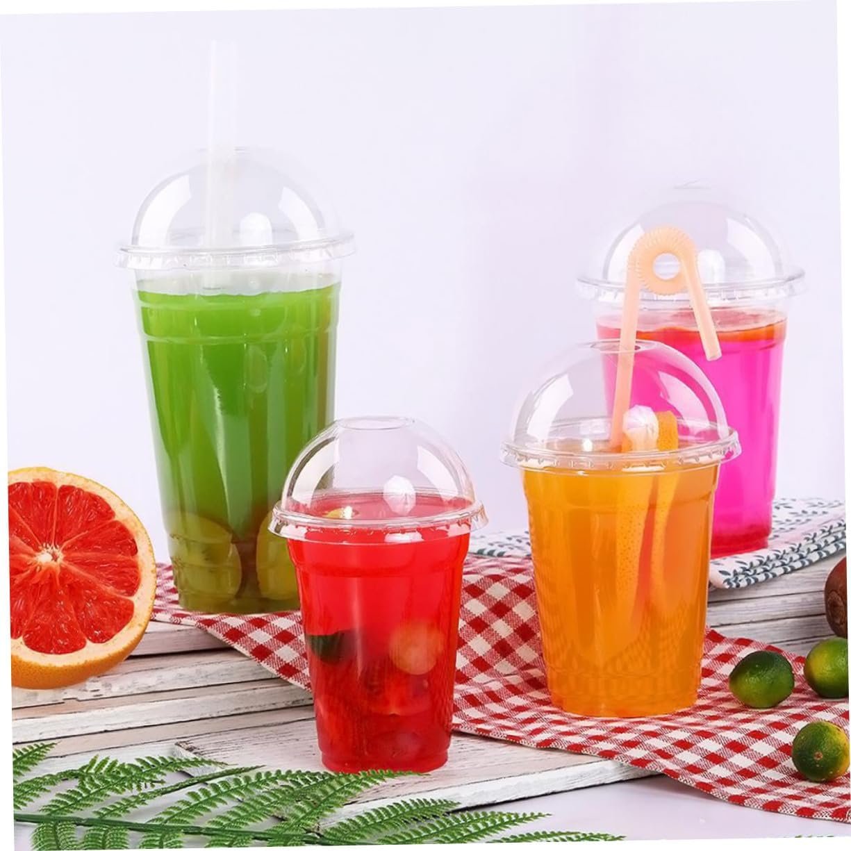 Grossiste 50pcs Gobelets en plastique PET transparents à usage unique avec couvercles dôme résistants aux chocs pour boissons froides, OEM pour smoothies, café glacé, thé aux perles et cocktails. Grossiste 50pcs Gobelets en plastique PET transparents à usage unique avec couvercles dôme résistants aux chocs pour boissons froides, OEM pour smoothies, café glacé, thé aux perles et cocktails.