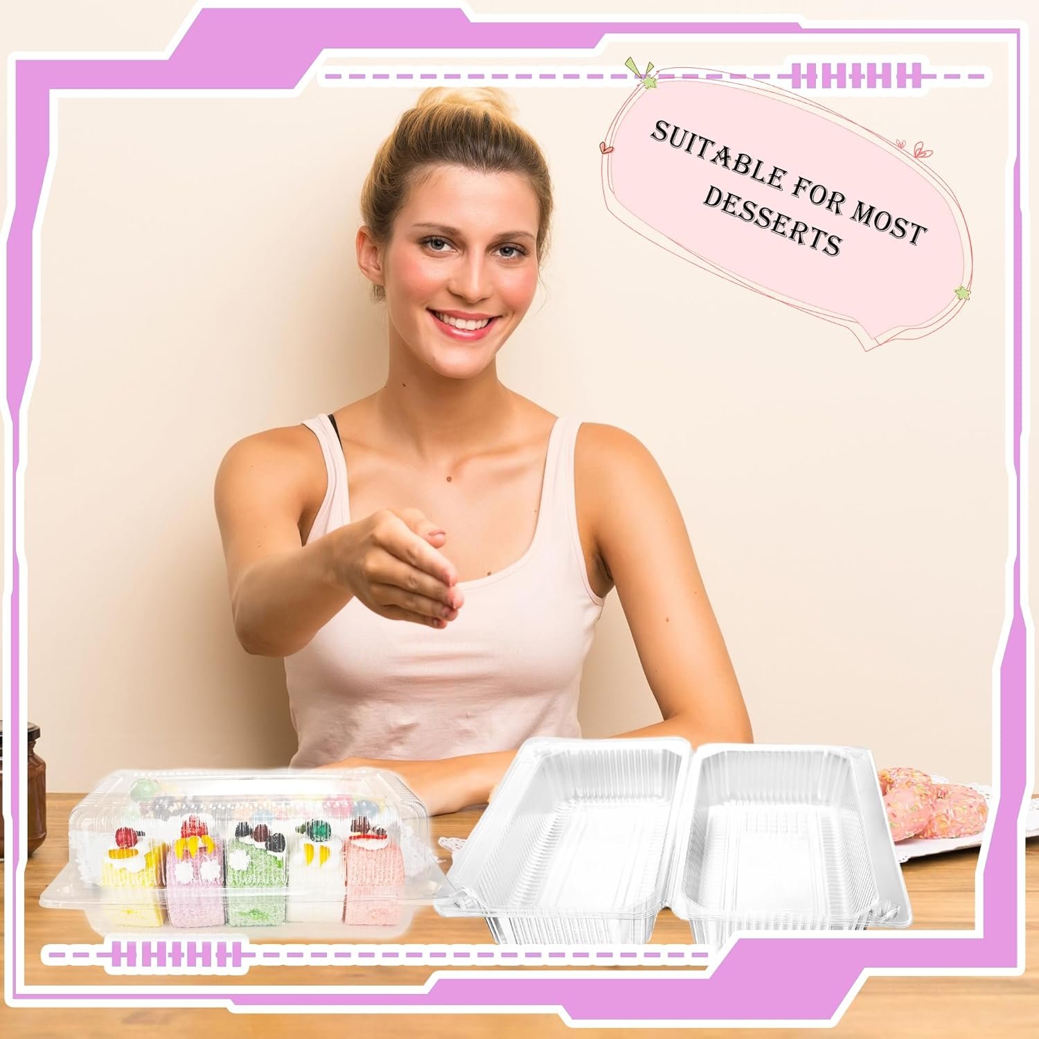 Grossiste 110 Pcs Conteneurs Plastiques Transparents En Vrac, Boîte Alimentaire Jetable avec Couvercles pour Snacks, Desserts, Pain et Salades, Fabricant d’Embouts Personnalisés