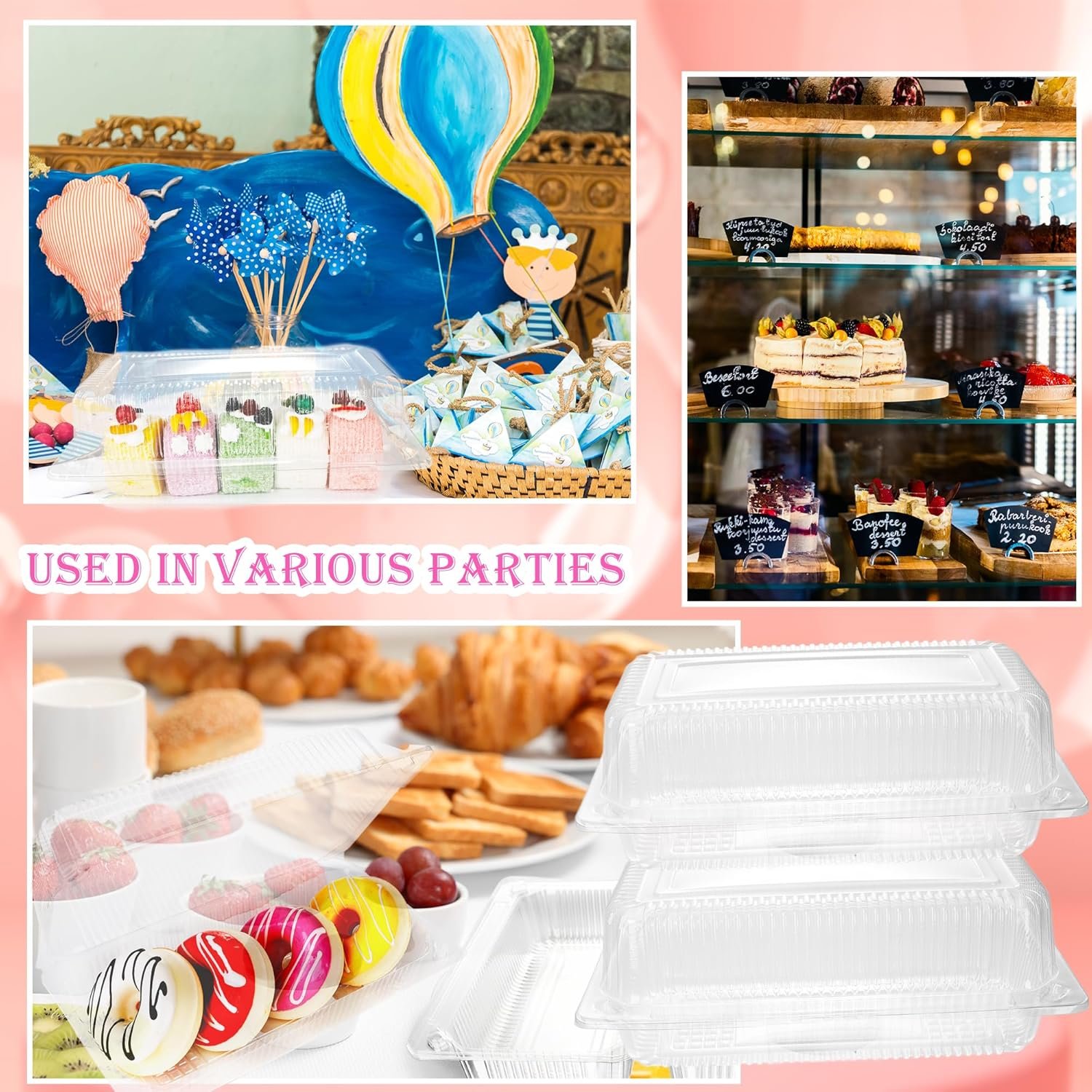 Grossiste 110 Pcs Conteneurs Plastiques Transparents En Vrac, Boîte Alimentaire Jetable avec Couvercles pour Snacks, Desserts, Pain et Salades, Fabricant d’Embouts Personnalisés