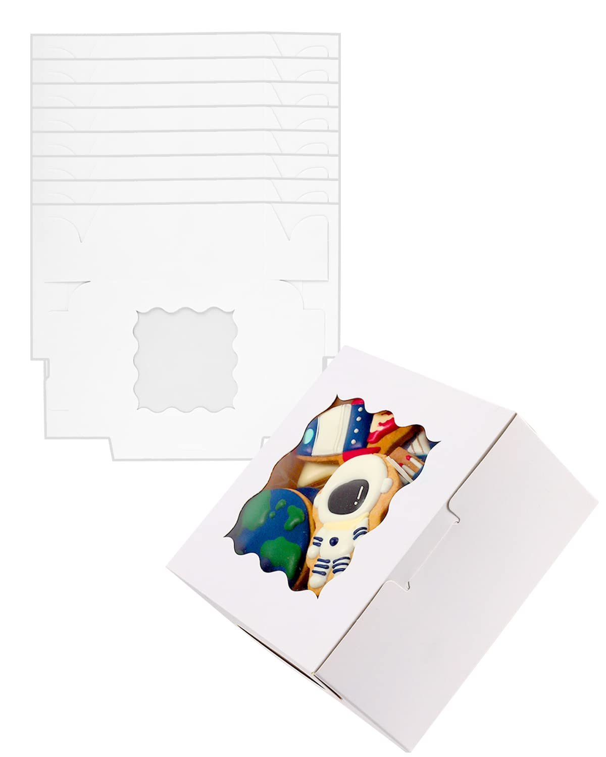 Grossiste en Vrac Boîte à Pâtisserie Blanche avec Fenêtre 100 Paquets 6x6x3 pour Mariage Favor et Anniversaire, Fabricant de Boîtes de Cookies avec Logo Personnalisé