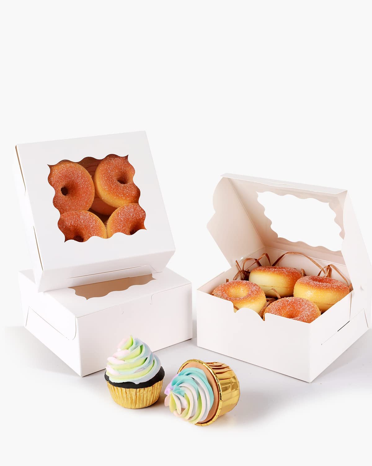 Grossiste en Vrac Boîte à Pâtisserie Blanche avec Fenêtre 100 Paquets 6x6x3 pour Mariage Favor et Anniversaire, Fabricant de Boîtes de Cookies avec Logo Personnalisé