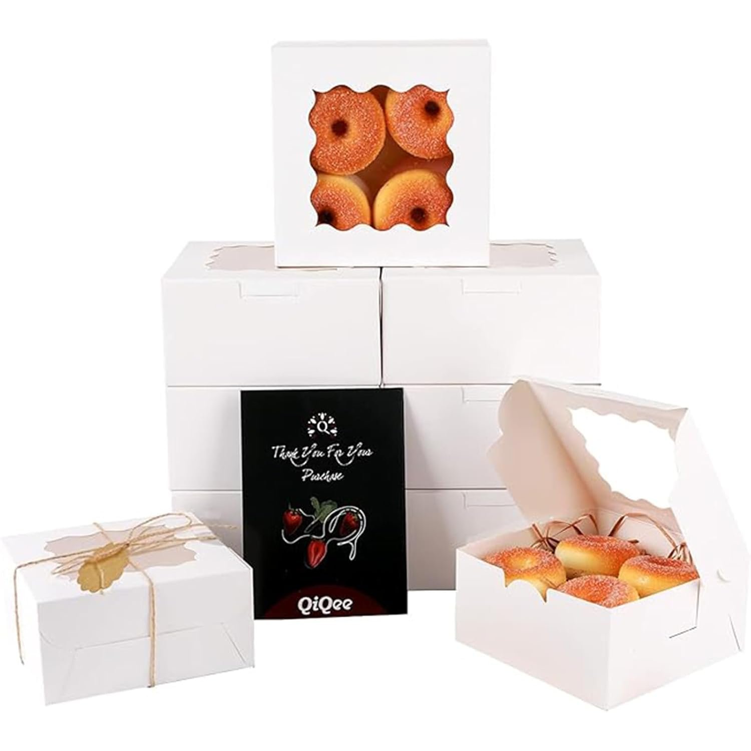Grossiste en Vrac Boîte à Pâtisserie Blanche avec Fenêtre 100 Paquets 6x6x3 pour Mariage Favor et Anniversaire, Fabricant de Boîtes de Cookies avec Logo Personnalisé