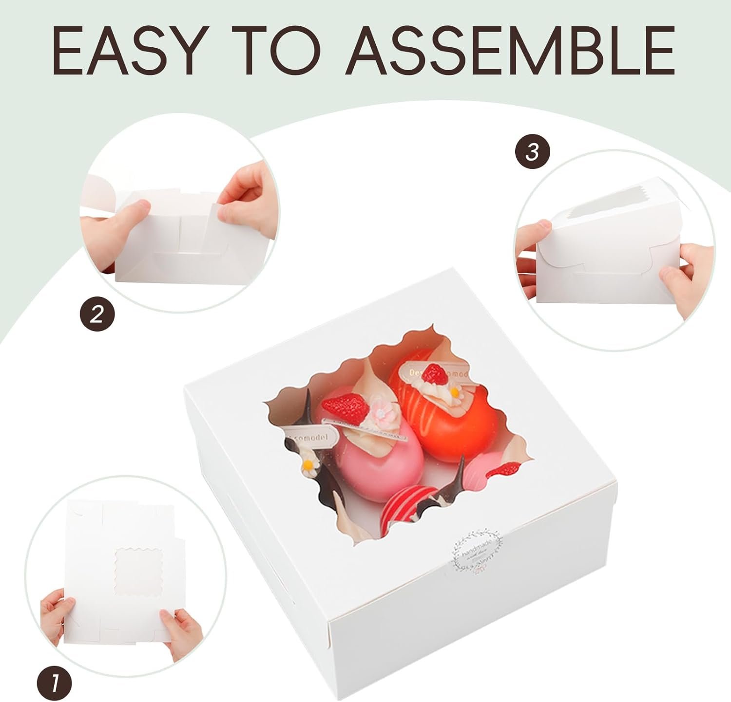 Grossiste en Boîtes de Pâtisserie Blanches avec Fenêtre 50pcs 6x6x3 Pouces, OEM pour Cookies, Chocolats, Cupcakes et Petites Tartes, Logo Personnalisé. Grossiste en Boîtes de Pâtisserie Blanches avec Fenêtre 50pcs 6x6x3 Pouces, OEM pour Cookies, Chocolats, Cupcakes et Petites Tartes, Logo Personnalisé.