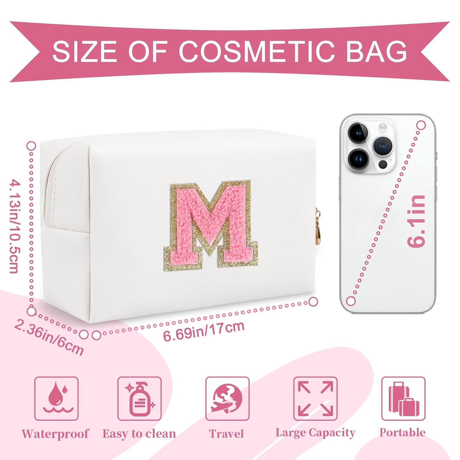 Sac de maquillage personnalisé initial A-Z, sac patch preppy, petit sac cosmétique en cuir PU avec fermeture éclair, idéal cadeau pour les filles adolescentes, femmes, anniversaire, maman. Grossiste en vente en gros, fabricant de sacs avec logo personnalisé. Sac de maquillage personnalisé initial A-Z, sac patch preppy, petit sac cosmétique en cuir PU avec fermeture éclair, idéal cadeau pour les filles adolescentes, femmes, anniversaire, maman. Grossiste en vente en gros, fabricant de sacs avec logo personnalisé.