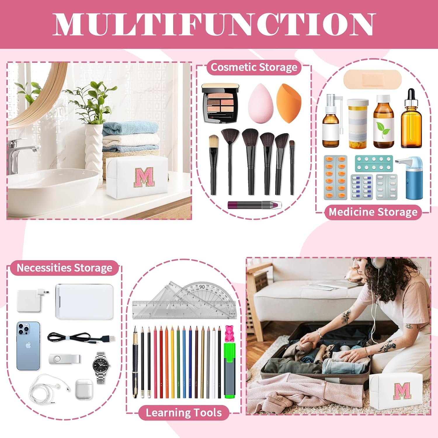 Sac de maquillage personnalisé initial A-Z, sac patch preppy, petit sac cosmétique en cuir PU avec fermeture éclair, idéal cadeau pour les filles adolescentes, femmes, anniversaire, maman. Grossiste en vente en gros, fabricant de sacs avec logo personnalisé. Sac de maquillage personnalisé initial A-Z, sac patch preppy, petit sac cosmétique en cuir PU avec fermeture éclair, idéal cadeau pour les filles adolescentes, femmes, anniversaire, maman. Grossiste en vente en gros, fabricant de sacs avec logo personnalisé.