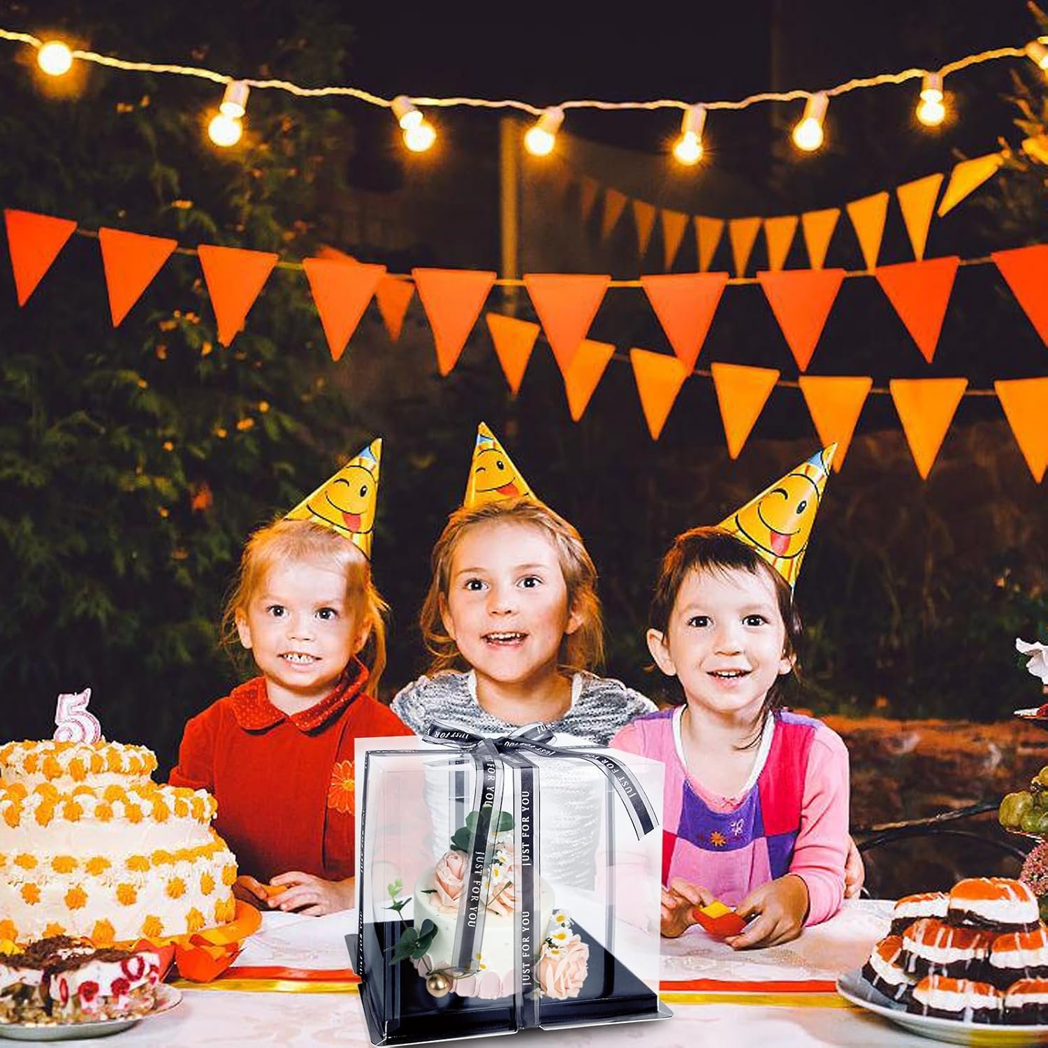 Boîte à gâteau transparente en gros, 2 pièces de 8'' avec couvercles et ruban pour pâtisseries, logo personnalisé, packaging avec carte cadeau pour anniversaire, mariage et fête, fournisseur.