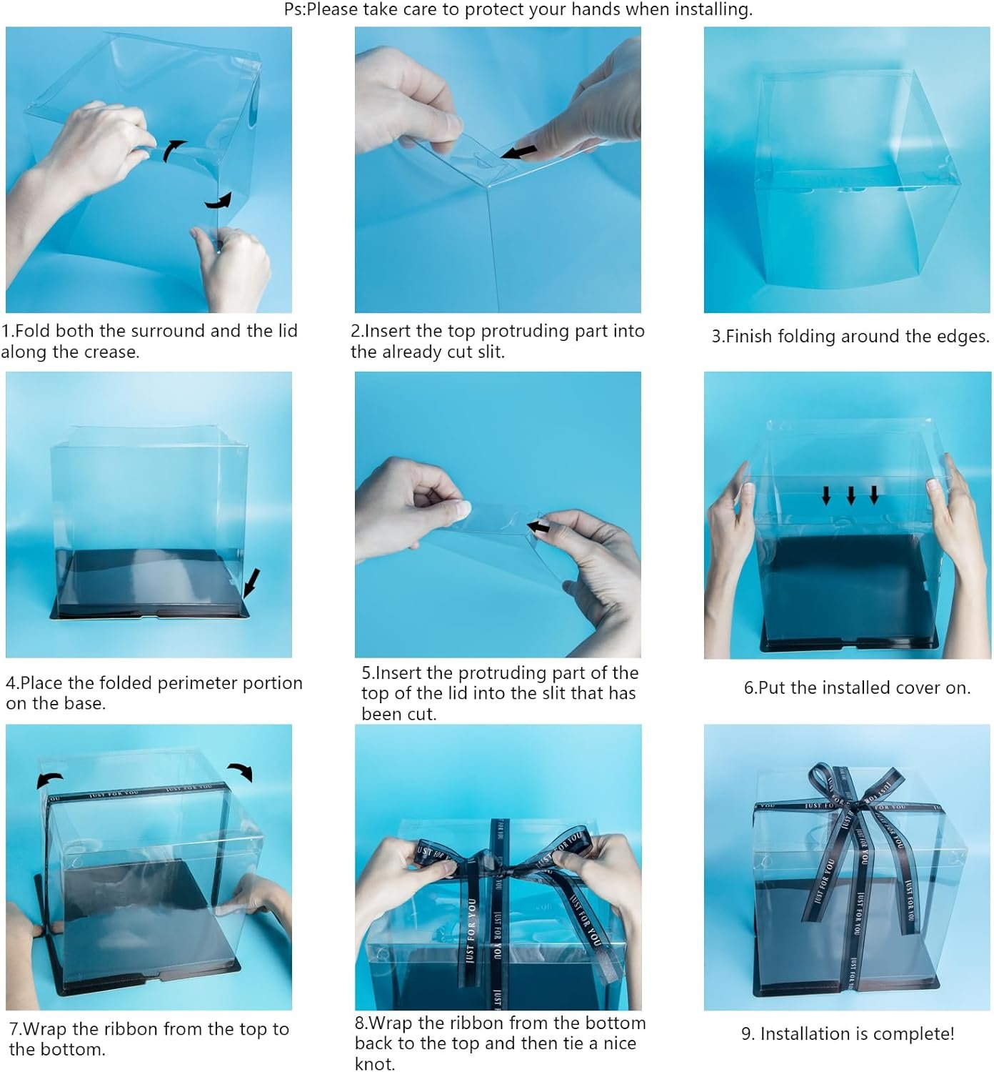 Boîte à gâteau transparente en gros, 2 pièces de 8'' avec couvercles et ruban pour pâtisseries, logo personnalisé, packaging avec carte cadeau pour anniversaire, mariage et fête, fournisseur.