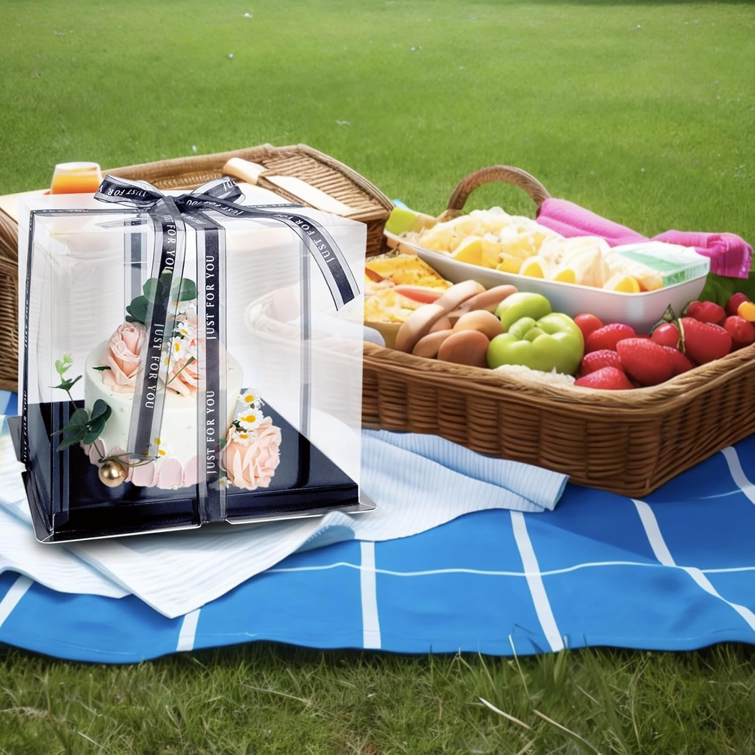 Boîte à gâteau transparente en gros, 2 pièces de 8'' avec couvercles et ruban pour pâtisseries, logo personnalisé, packaging avec carte cadeau pour anniversaire, mariage et fête, fournisseur.