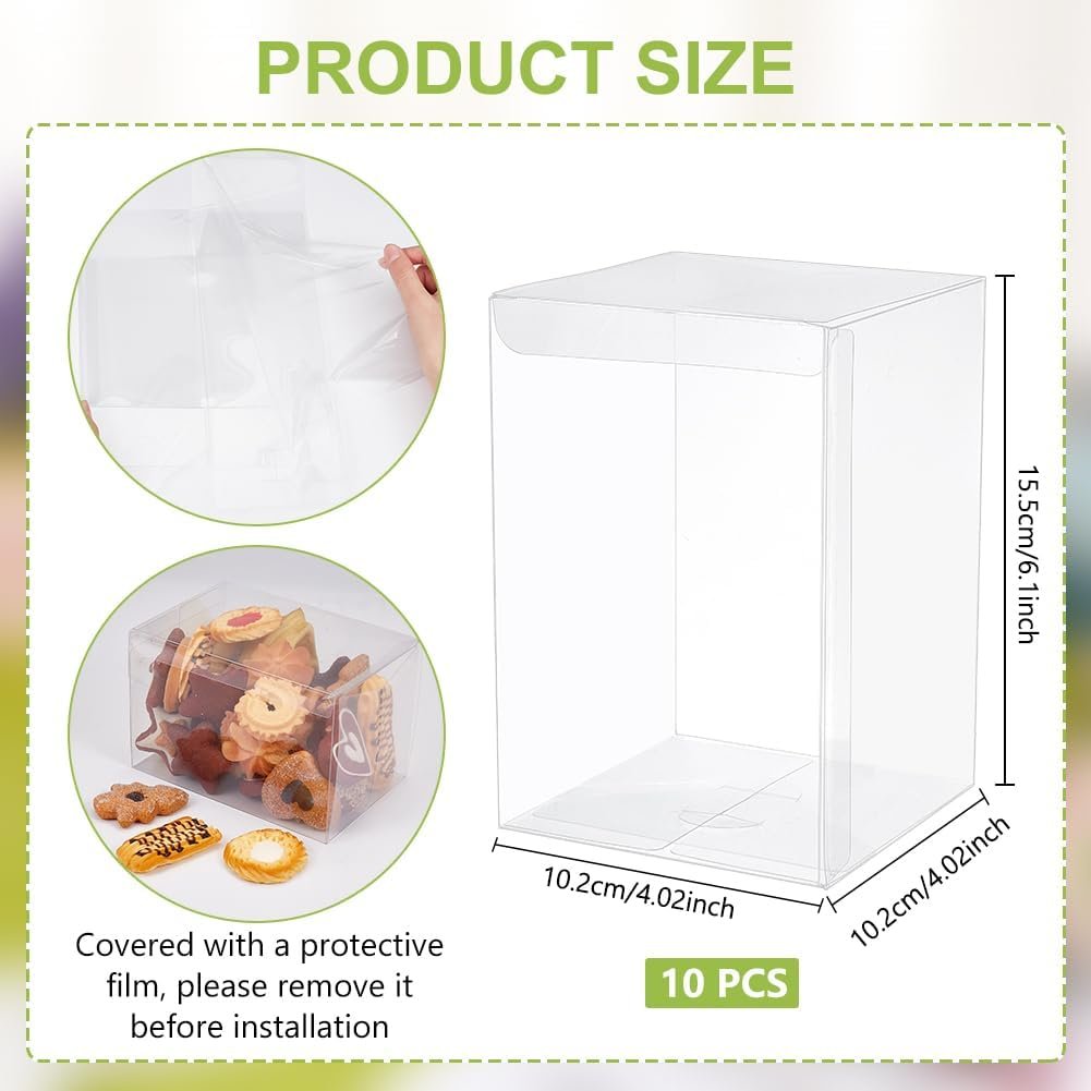 Grossiste Boîte Favor Transparent 4x4x6 Pouces, Fournisseur de Conditionnement pour Bonbons, Chocolats et Desserts, Vente en Gros pour Baby Shower et Cadeaux de Saint-Valentin avec Logo Personnalisé.