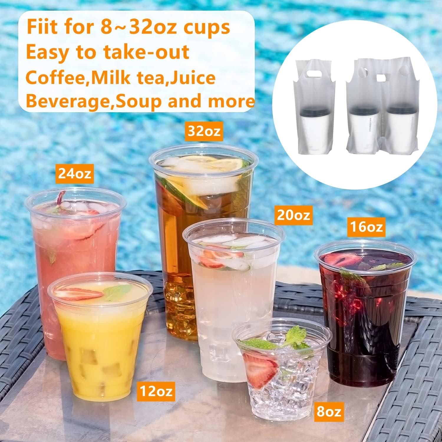 Grossiste en sacs plastiques clairs, 100PCS pour le transport de boissons de 32oz avec poignées, Fabricant de solutions d'emballage personnalisées, Vente en gros pour la livraison à emporter. Grossiste en sacs plastiques clairs, 100PCS pour le transport de boissons de 32oz avec poignées, Fabricant de solutions d'emballage personnalisées, Vente en gros pour la livraison à emporter.