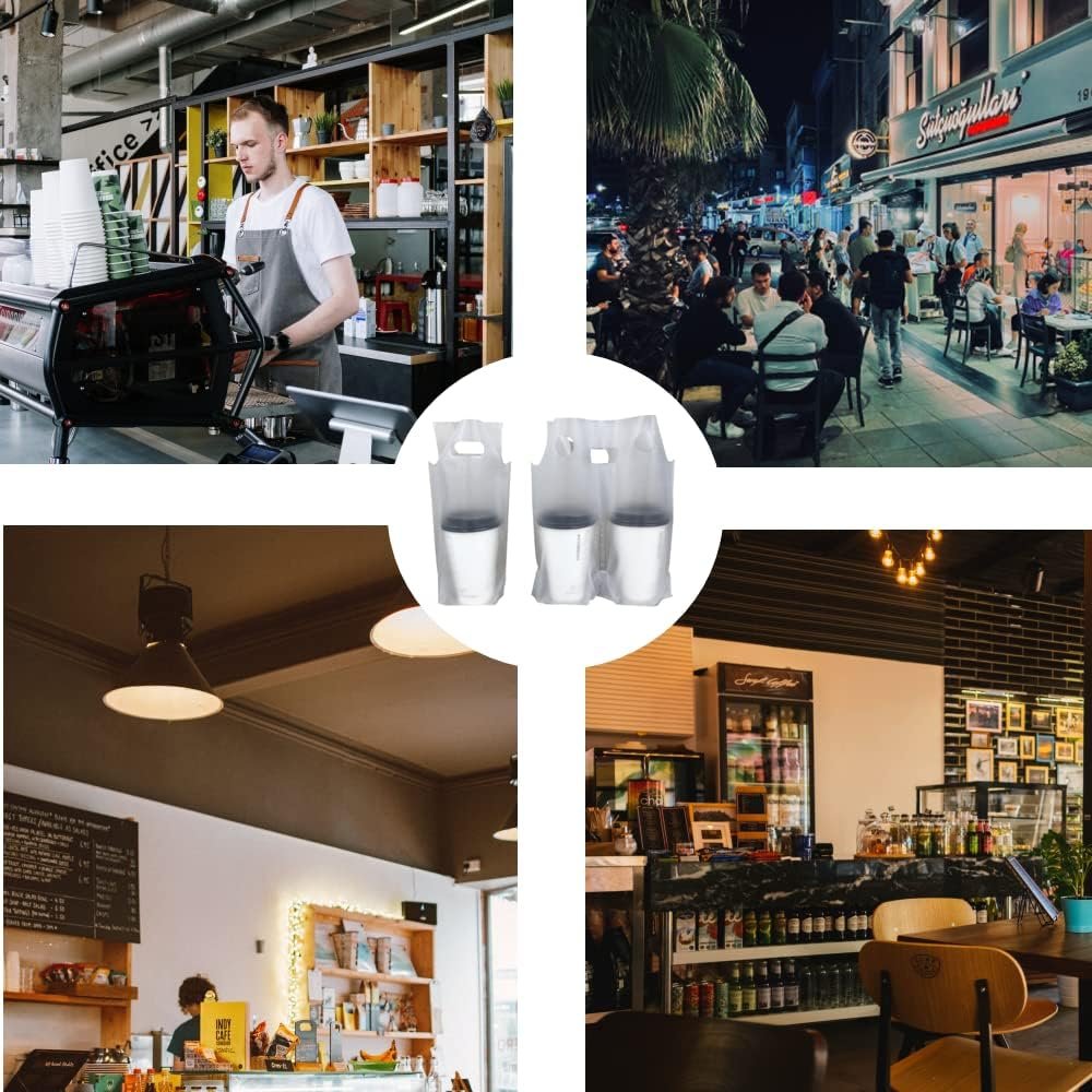 Grossiste en sacs plastiques clairs, 100PCS pour le transport de boissons de 32oz avec poignées, Fabricant de solutions d'emballage personnalisées, Vente en gros pour la livraison à emporter. Grossiste en sacs plastiques clairs, 100PCS pour le transport de boissons de 32oz avec poignées, Fabricant de solutions d'emballage personnalisées, Vente en gros pour la livraison à emporter.