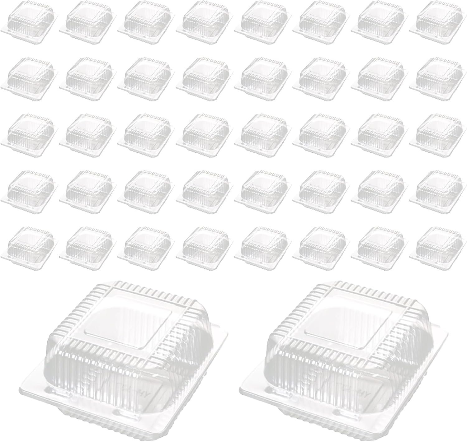 Grossiste Contenants Alimentaires en Plastique Transparent 200 Pcs, Container Hinge Carré avec Couvercles, Fabricant de Solutions en Vrac pour Sandwich Dessert et Salade (5x4.7x2.8 pouces), Logo Personnalisé.