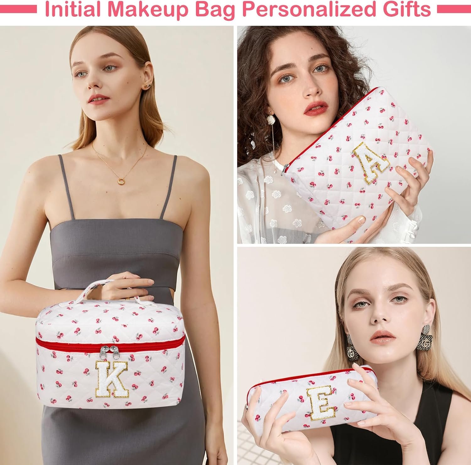 Grossiste Set de trousses de maquillage, Trousse de maquillage personnalisée matelassée, grand sac cosmétique floral pour femmes, sac à cosmétiques en coton tendance, Fournisseur de trousses de toilette floral pour adolescentes, Logo Personnalisé, cadeau à la mode.