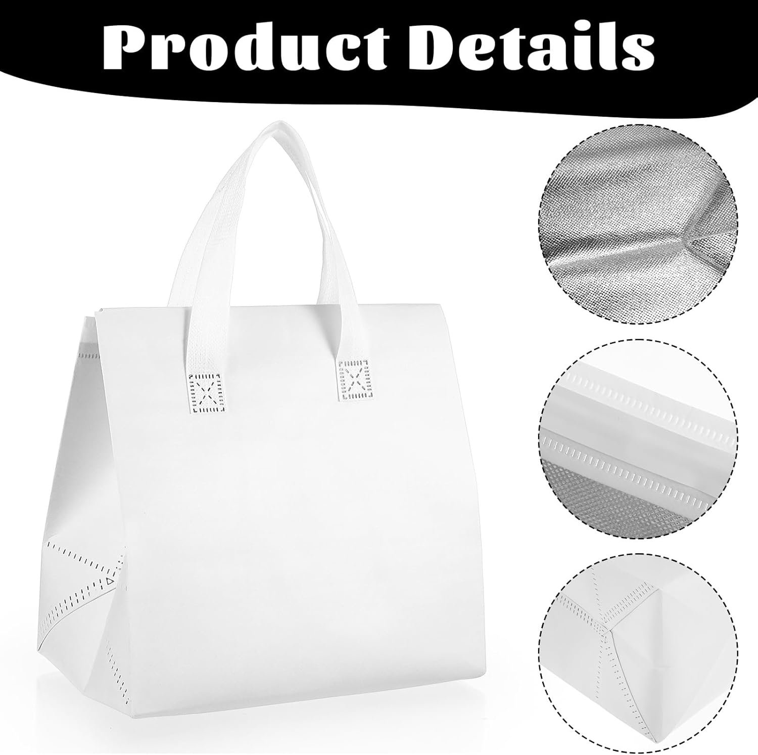 Grossiste sacs isothermes à emporter en vrac 20 pièces pour le transport thermique de nourriture, marque blanche pour café, lait, thé, aliments chauds et froids, fruits de mer frais, sacs de livraison de pizza pour restauration, fournisseur (9,4 x 5,9 x 9,4 pouces, blanc)