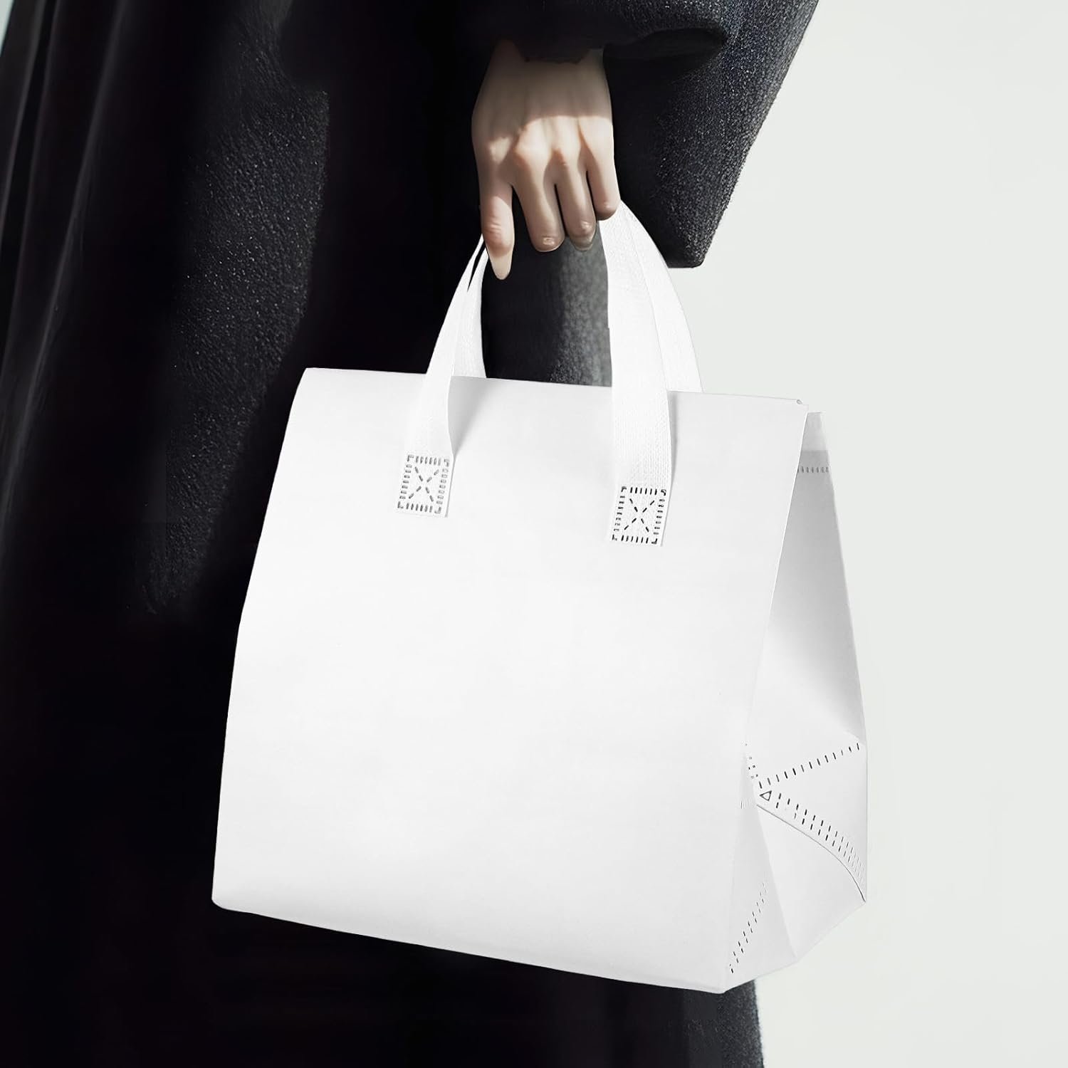 Grossiste sacs isothermes à emporter en vrac 20 pièces pour le transport thermique de nourriture, marque blanche pour café, lait, thé, aliments chauds et froids, fruits de mer frais, sacs de livraison de pizza pour restauration, fournisseur (9,4 x 5,9 x 9,4 pouces, blanc)