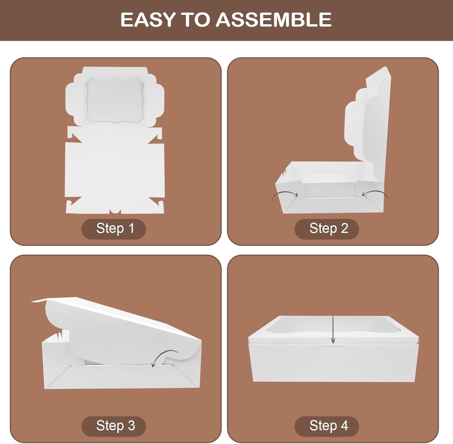 Grossiste en Vrac, Boîtes à Tarte Blanches 9x9x2,5 pouces avec Fenêtre pour Pies, Donuts, Cookies, Muffins, Chocolats, OEM, Marque Blanche