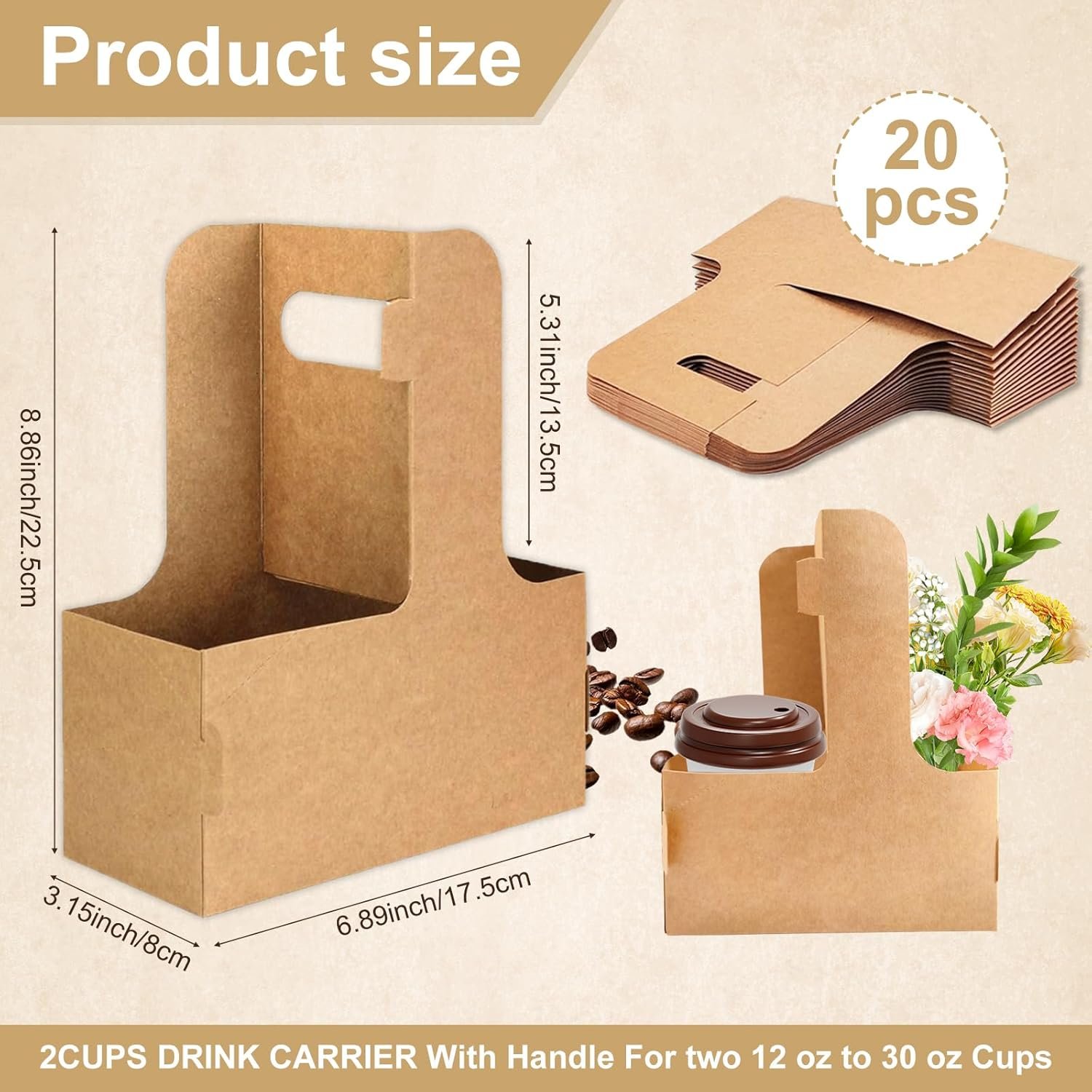 Grossiste Porte-gobelet de 2 Tasses avec Poignée, 20Pcs Support de Tasse en Carton Jetable, Personnalisation de Logo pour Boissons Chaudes et Froides, Fournisseur de Porte-gobelets à Emporter en Vrac (20PCs) Grossiste Porte-gobelet de 2 Tasses avec Poignée, 20Pcs Support de Tasse en Carton Jetable, Personnalisation de Logo pour Boissons Chaudes et Froides, Fournisseur de Porte-gobelets à Emporter en Vrac (20PCs)