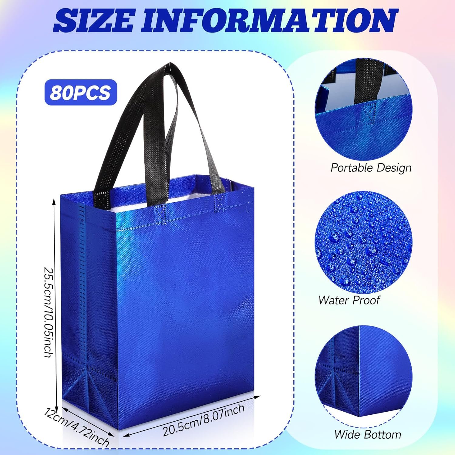 Grossiste sac cadeau réutilisable brillant avec poignée pour événements saisonniers (Ramadan, Pâques, mariage) 80 pièces (10 x 8 x 4,7 pouces, bleu) - Fabricant de sacs en gros, Logo Personnalisé disponible.