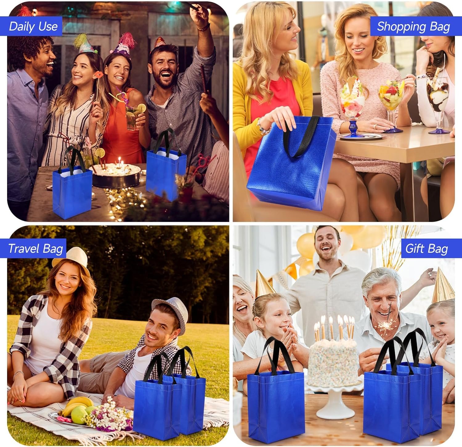 Grossiste sac cadeau réutilisable brillant avec poignée pour événements saisonniers (Ramadan, Pâques, mariage) 80 pièces (10 x 8 x 4,7 pouces, bleu) - Fabricant de sacs en gros, Logo Personnalisé disponible.